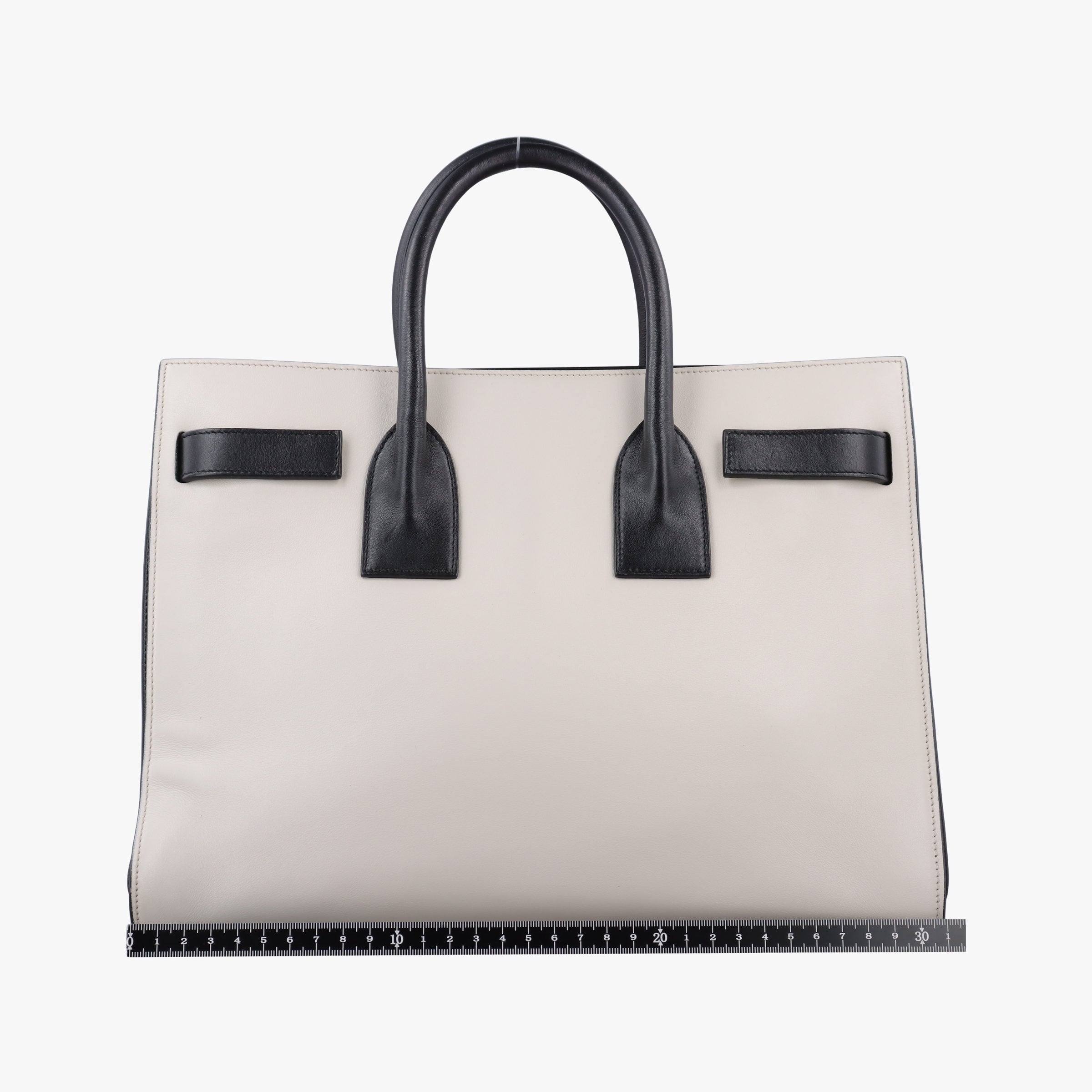Pre-owned Yves Saint Laurent SAC DE JOUR White×black Leather 324823 shoulderbag | stylenewstar