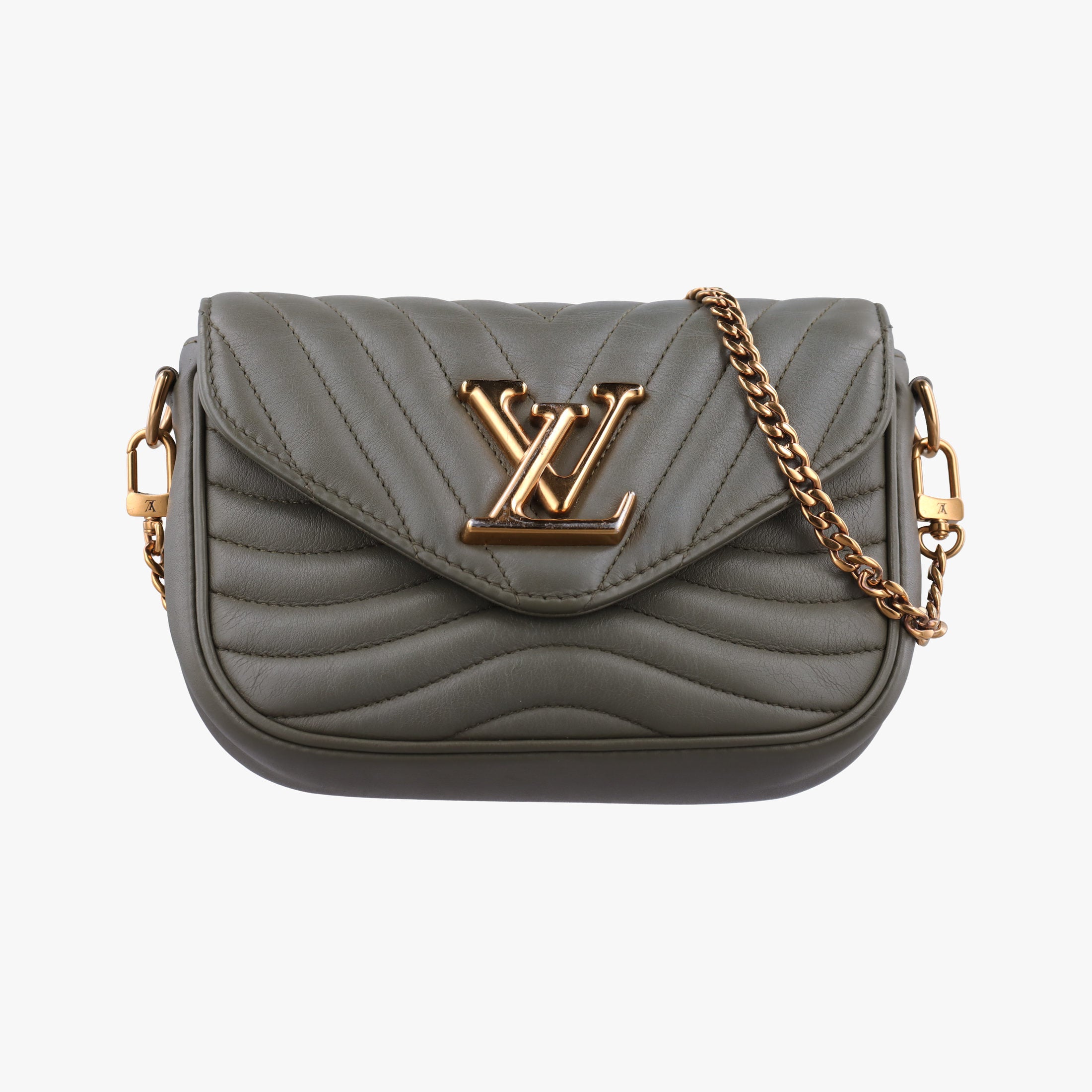 Pre-owned Louis Vuitton New Wave Multi Pochette Green Leather M56471 shoulderbag | stylenewstar