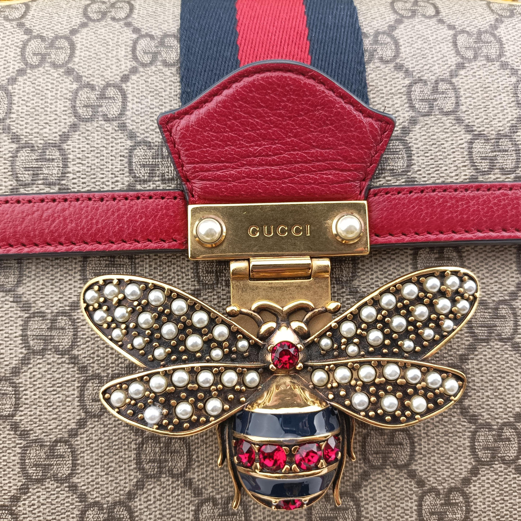 Pre-owned Gucci Queen Margaret Brown PVC coated canvas×Leather 476541 shoulderbag | stylenewstar