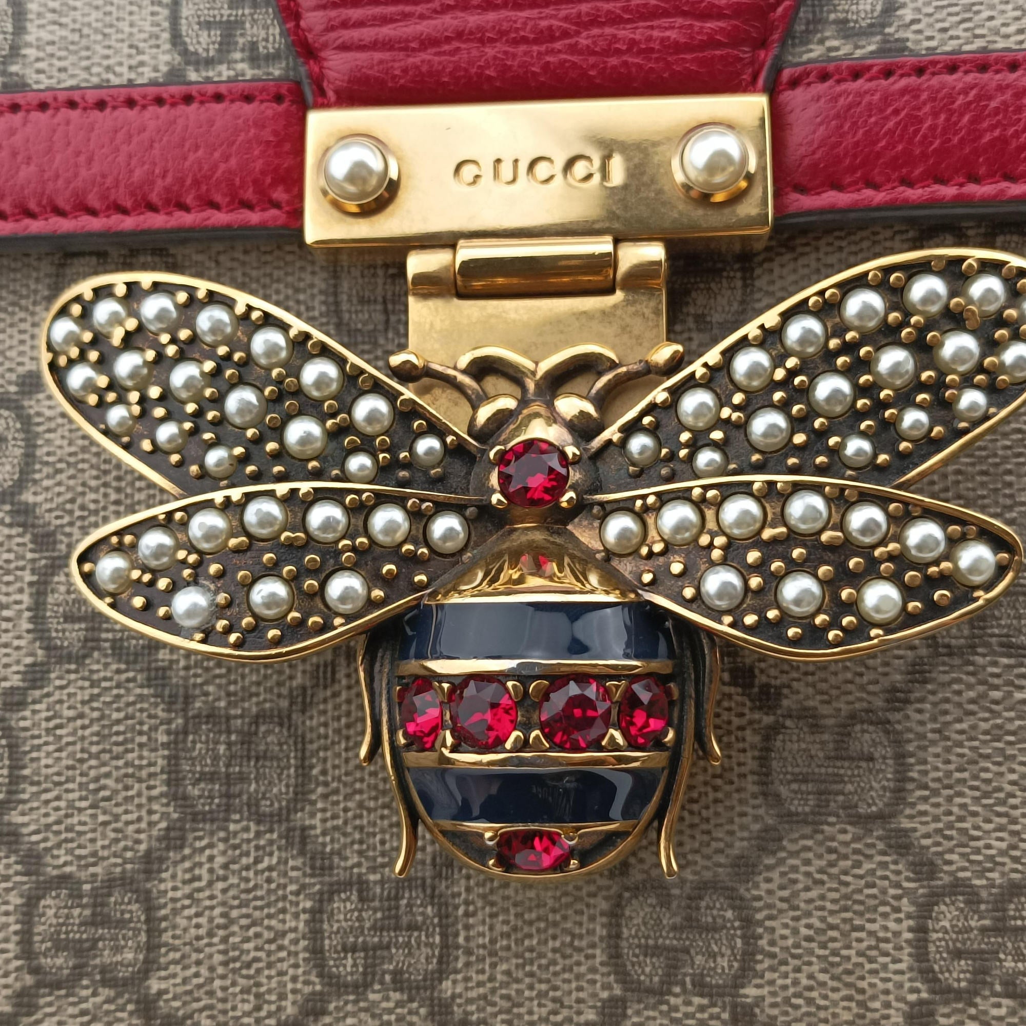 Pre-owned Gucci Queen Margaret Brown PVC coated canvas×Leather 476541 shoulderbag | stylenewstar