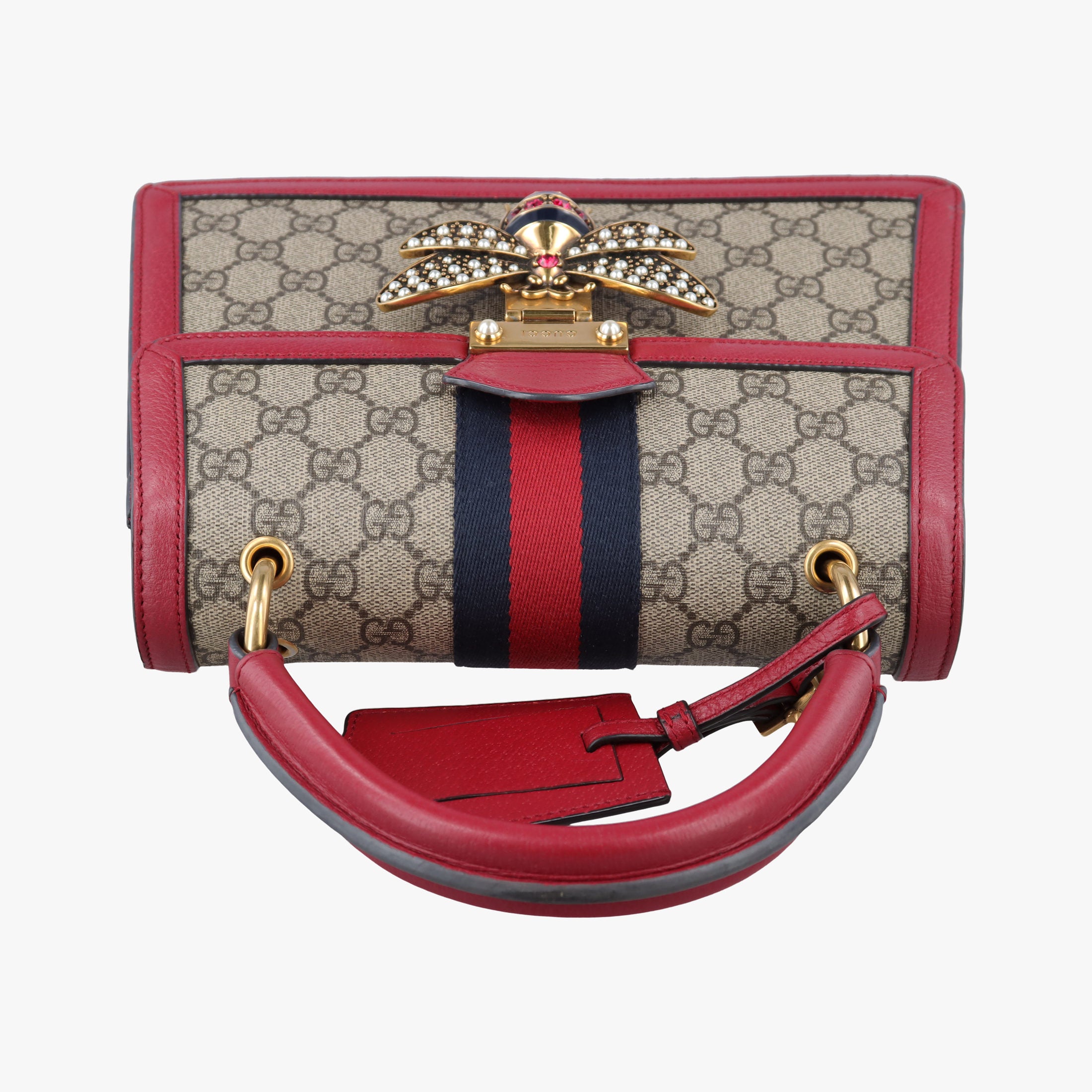Pre-owned Gucci Queen Margaret Brown PVC coated canvas×Leather 476541 shoulderbag | stylenewstar