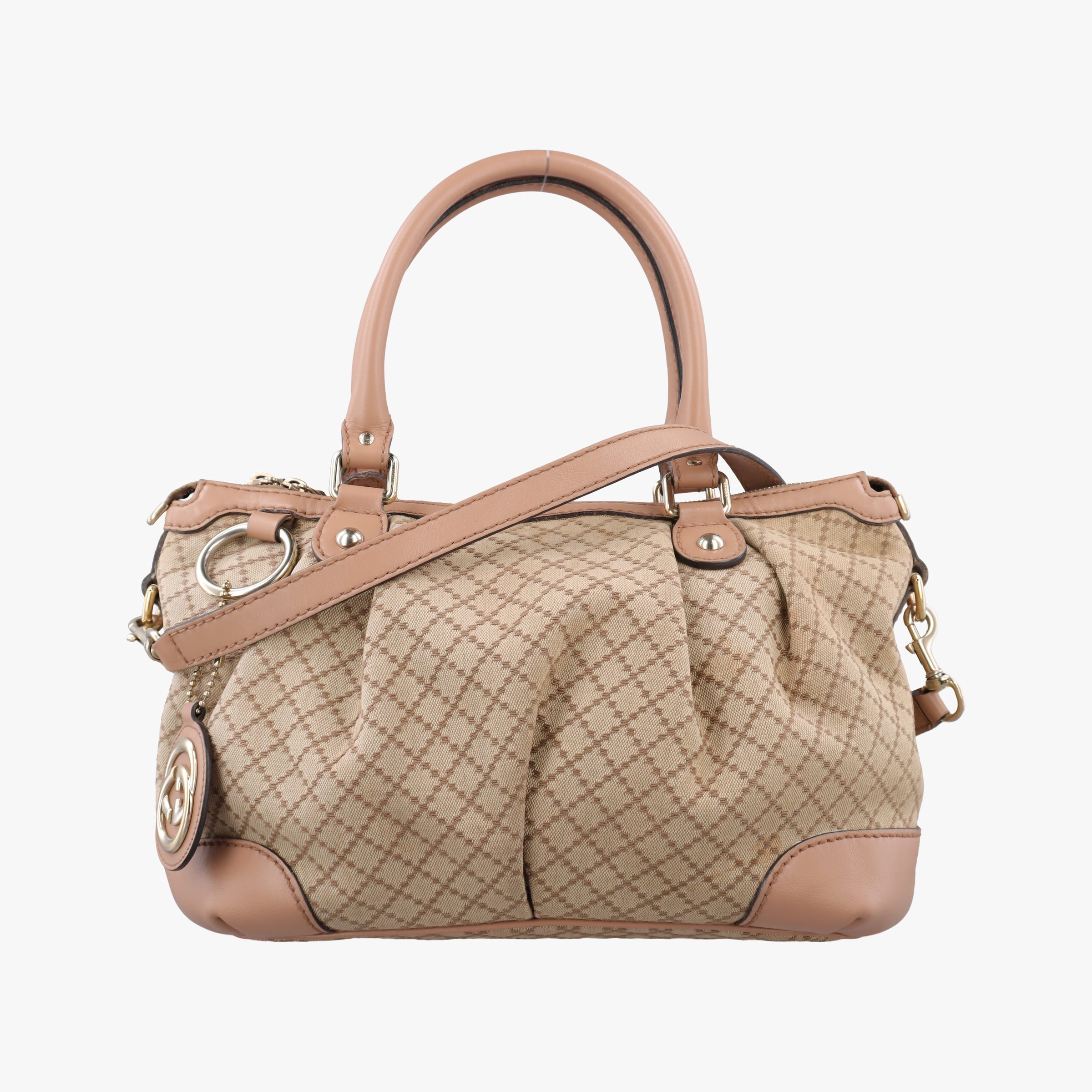 Pre-owned Gucci Sukey Beige Canvas×Leather 247902 shoulderbag | stylenewstar