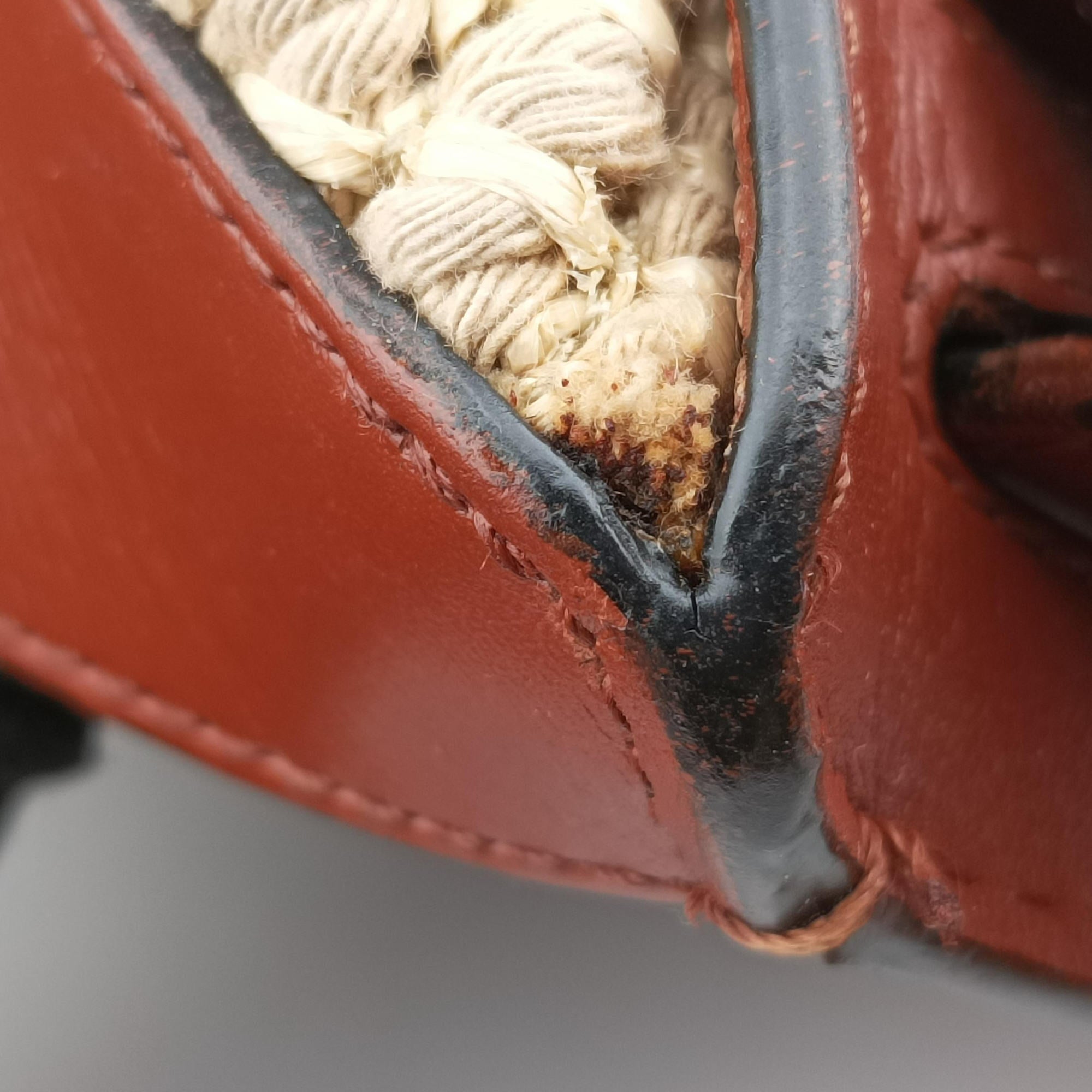 Secondhand Loewe Hammock Small Brown×Beige Leather×Raffia  shoulderbag | stylenewstar