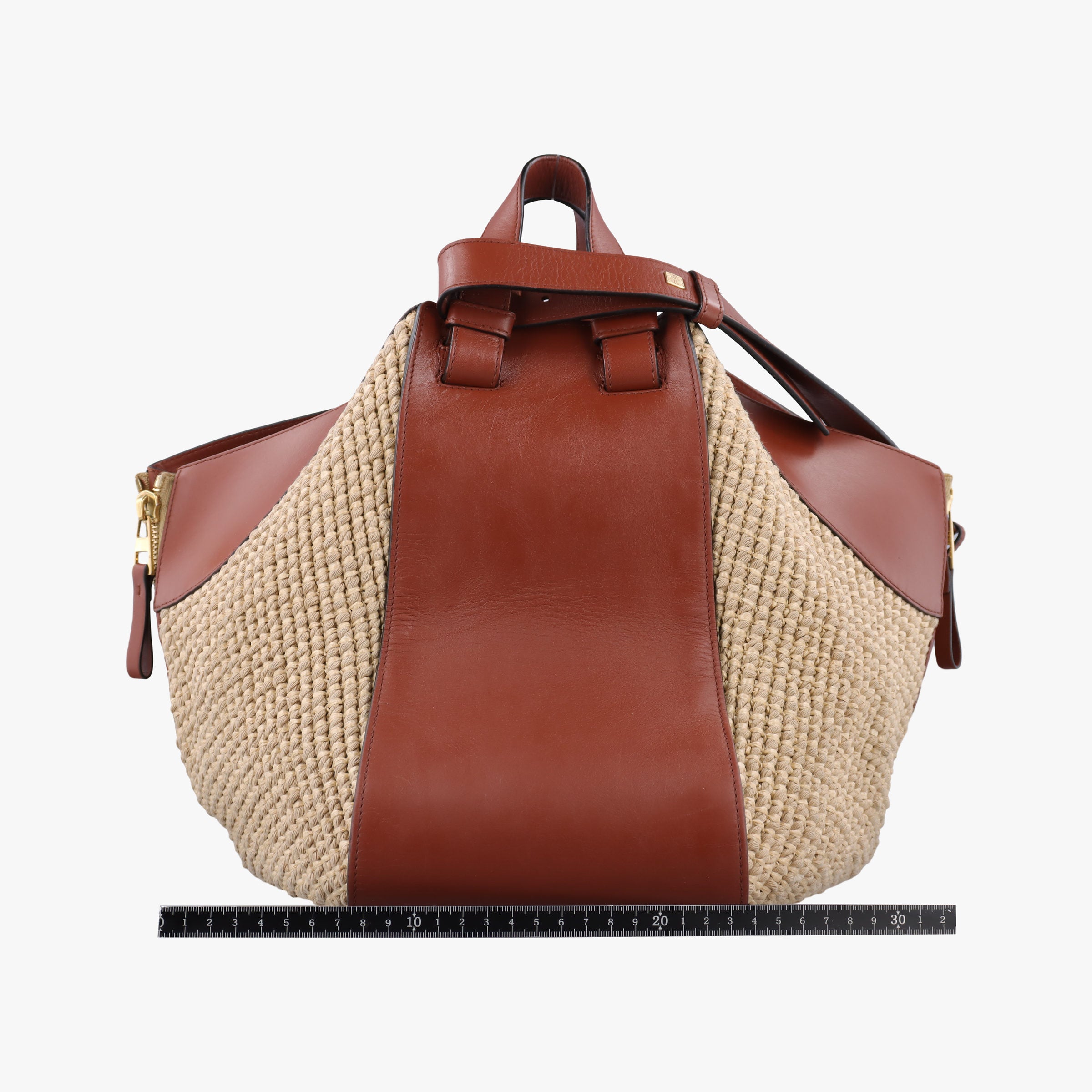 Secondhand Loewe Hammock Small Brown×Beige Leather×Raffia  shoulderbag | stylenewstar