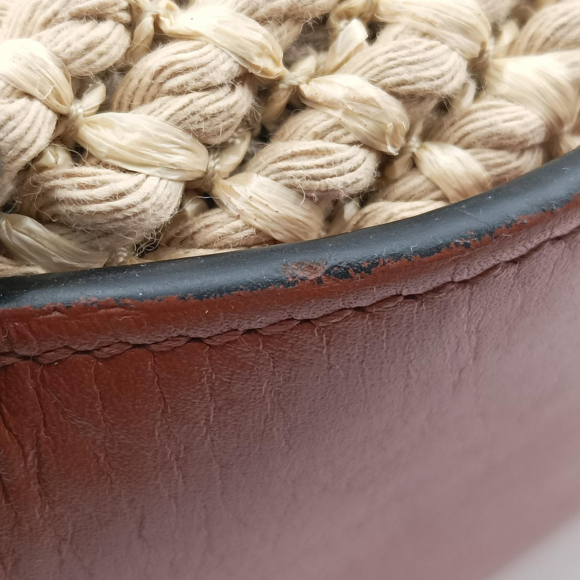 Secondhand Loewe Hammock Small Brown×Beige Leather×Raffia  shoulderbag | stylenewstar