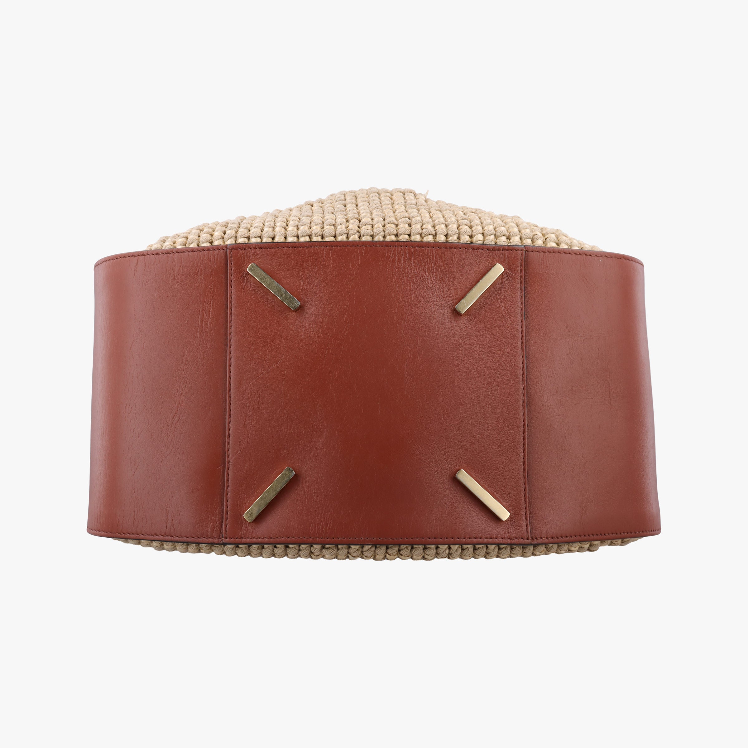 Secondhand Loewe Hammock Small Brown×Beige Leather×Raffia  shoulderbag | stylenewstar