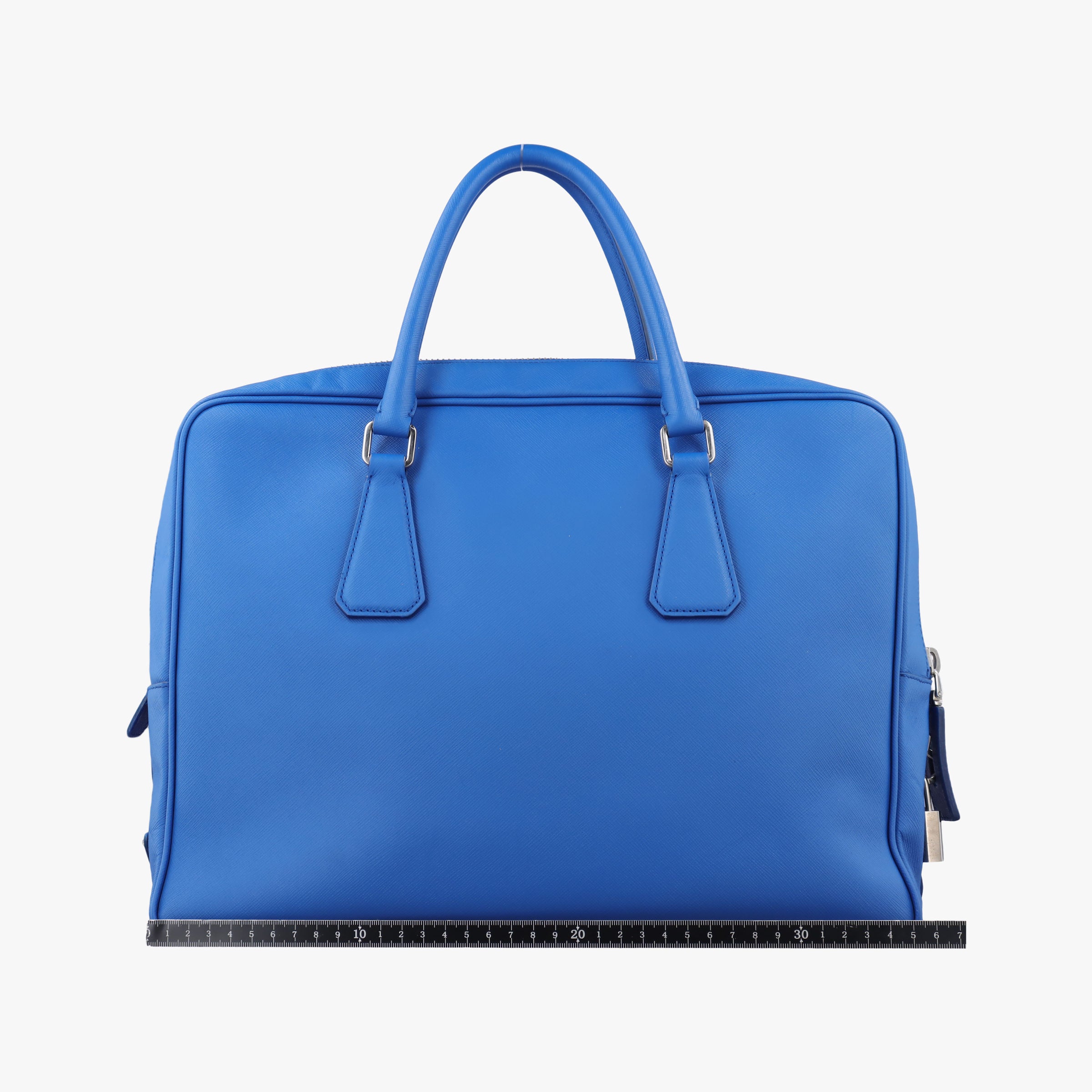 Pre-owned Prada Classic Laptop briefcase Blue SAFFIANO Leather VS0305 handbag | stylenewstar