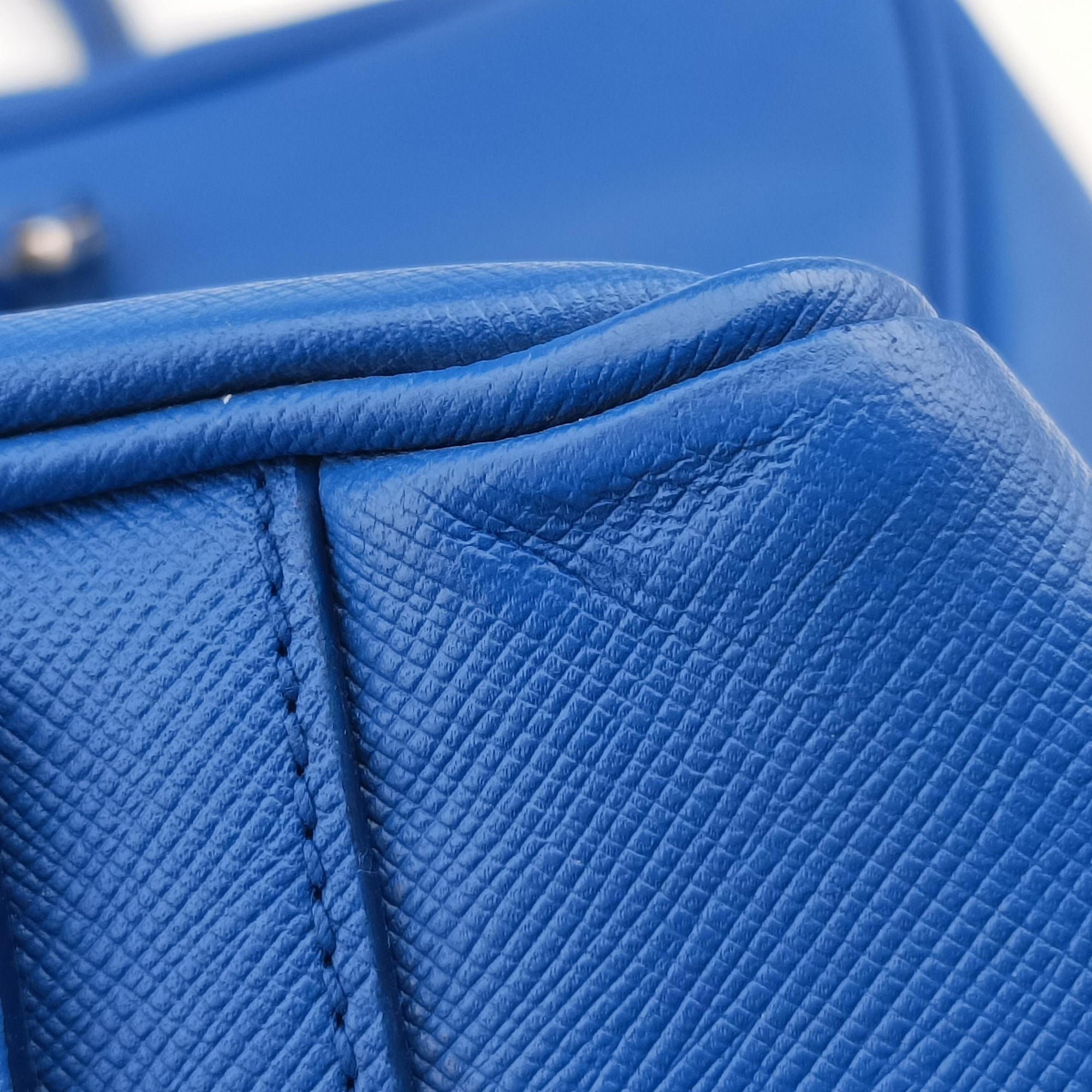 Pre-owned Prada Classic Laptop briefcase Blue SAFFIANO Leather VS0305 handbag | stylenewstar