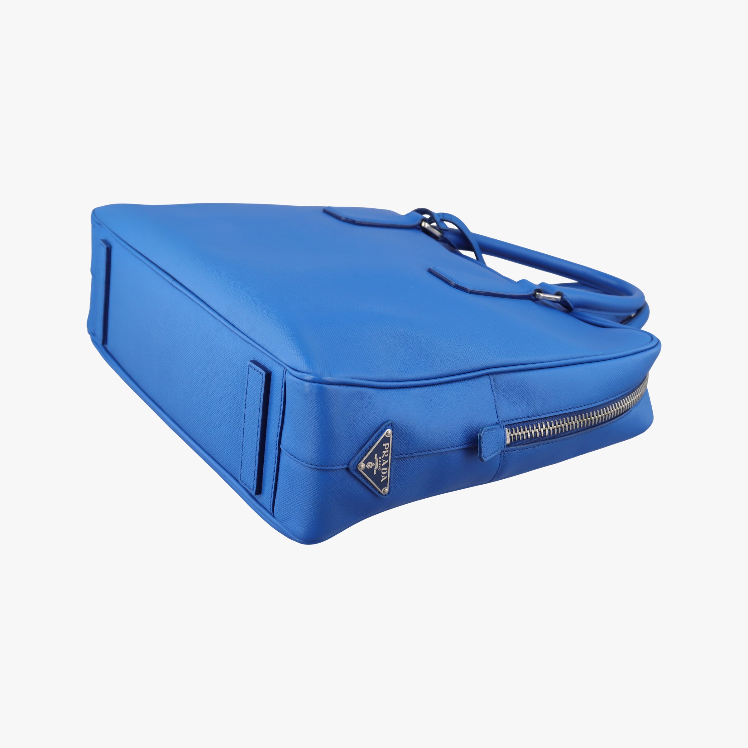 Pre-owned Prada Classic Laptop briefcase Blue SAFFIANO Leather VS0305 handbag | stylenewstar