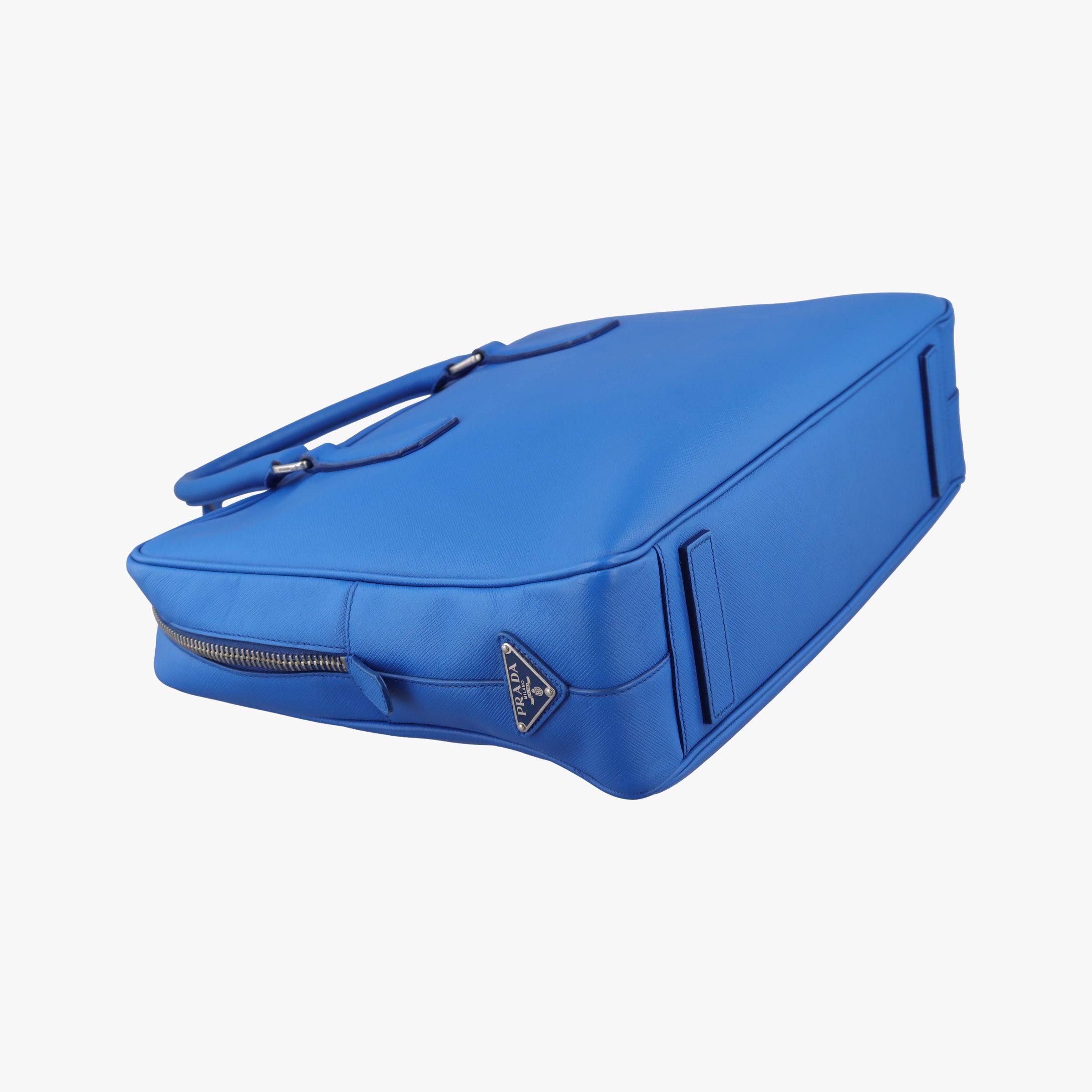 Pre-owned Prada Classic Laptop briefcase Blue SAFFIANO Leather VS0305 handbag | stylenewstar