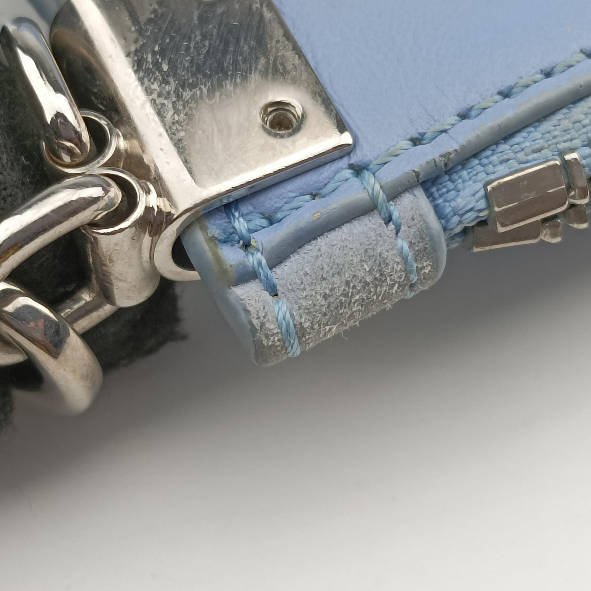 Pre-owned VERSACE medusa Blue leather  clutchbag | stylenewstar