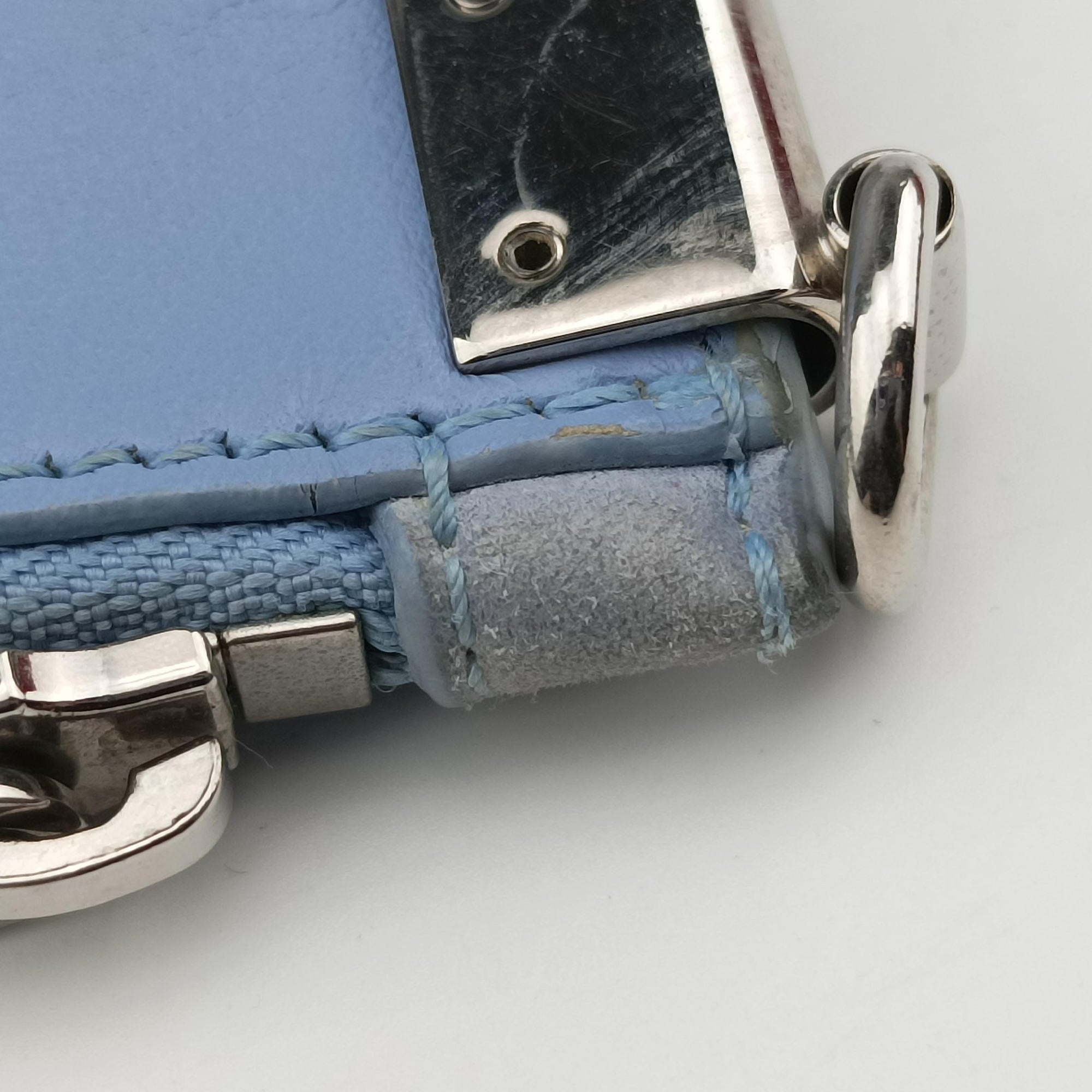 Pre-owned VERSACE medusa Blue leather  clutchbag | stylenewstar
