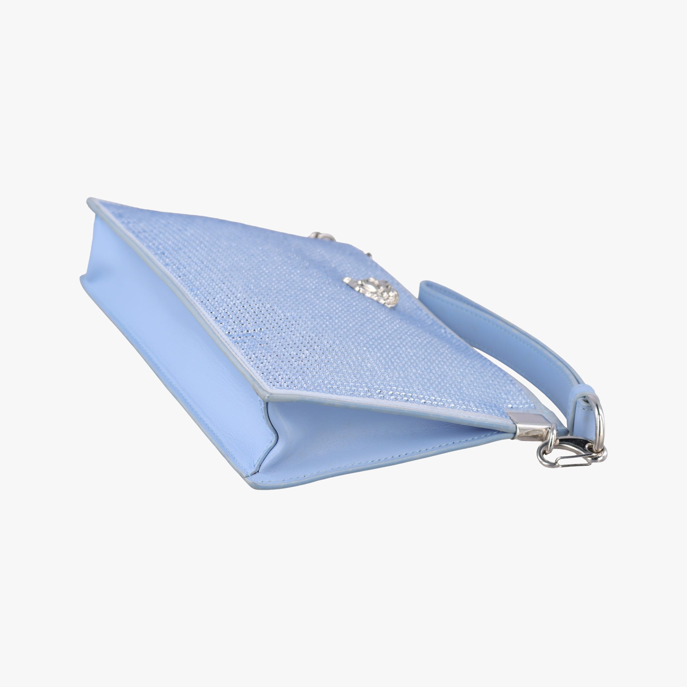 Pre-owned VERSACE medusa Blue leather  clutchbag | stylenewstar