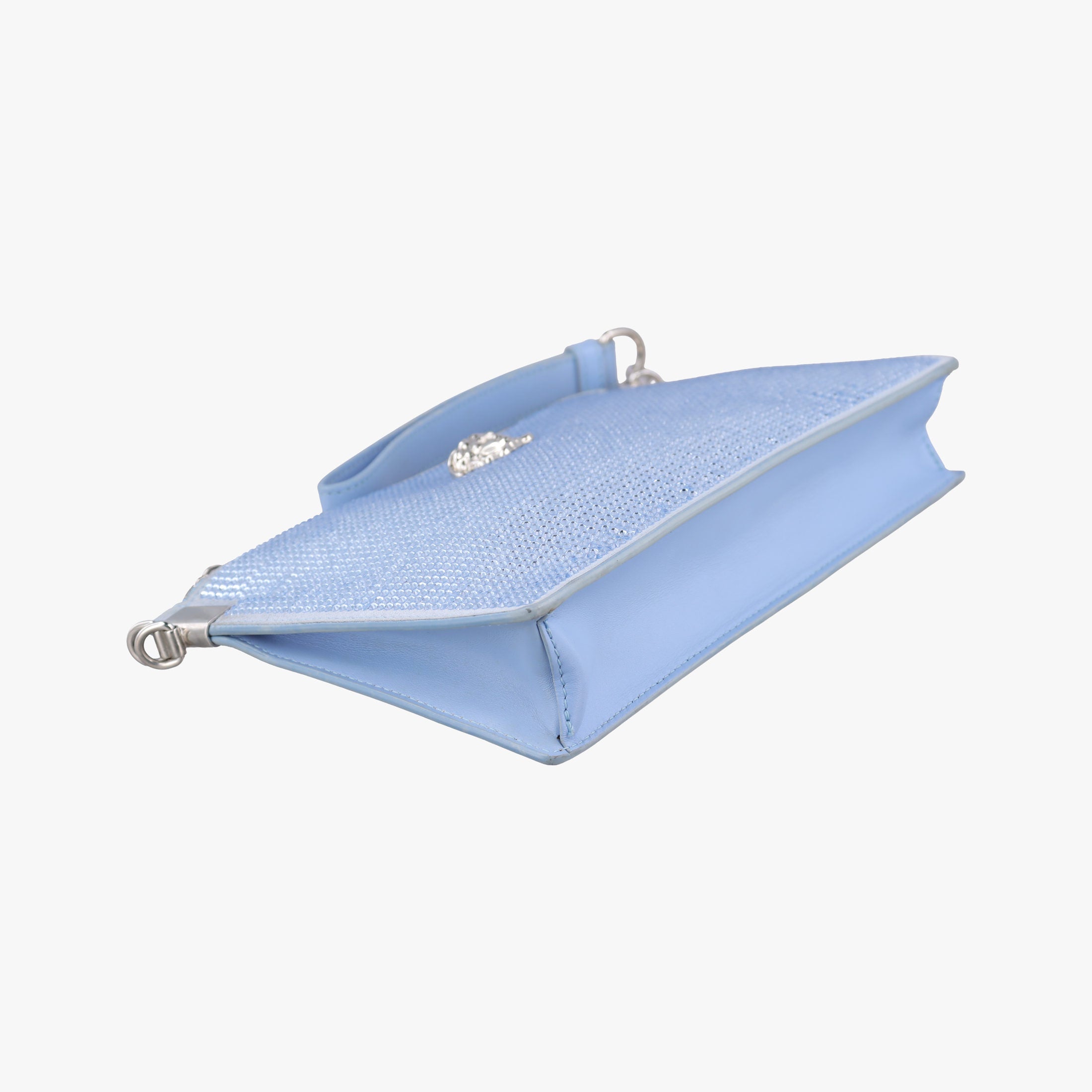 Pre-owned VERSACE medusa Blue leather  clutchbag | stylenewstar