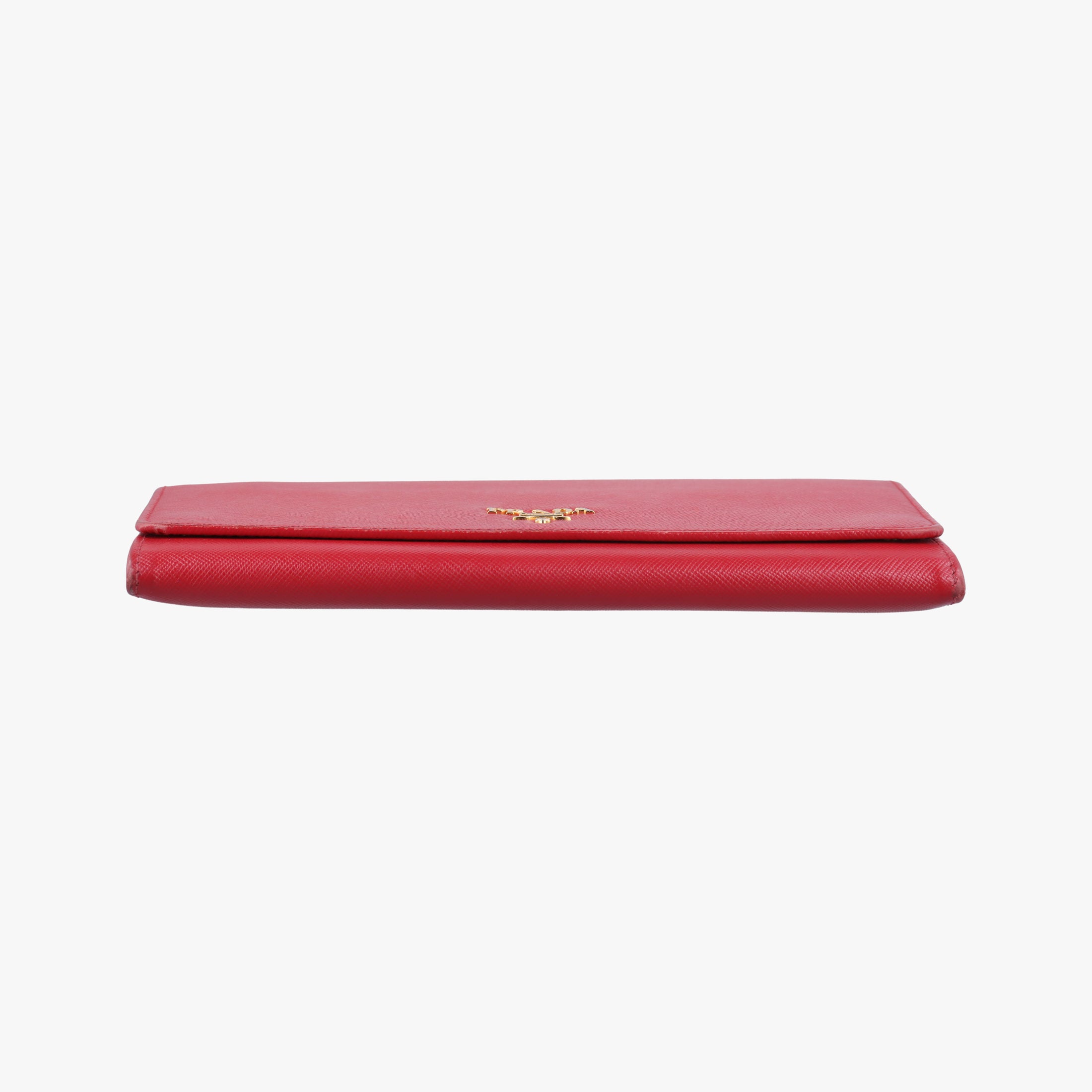 Pre-owned Prada Metal Wallet on Chain Cornflower Clutch Red Saffiano Leather 1MT290 shoulderbag | stylenewstar