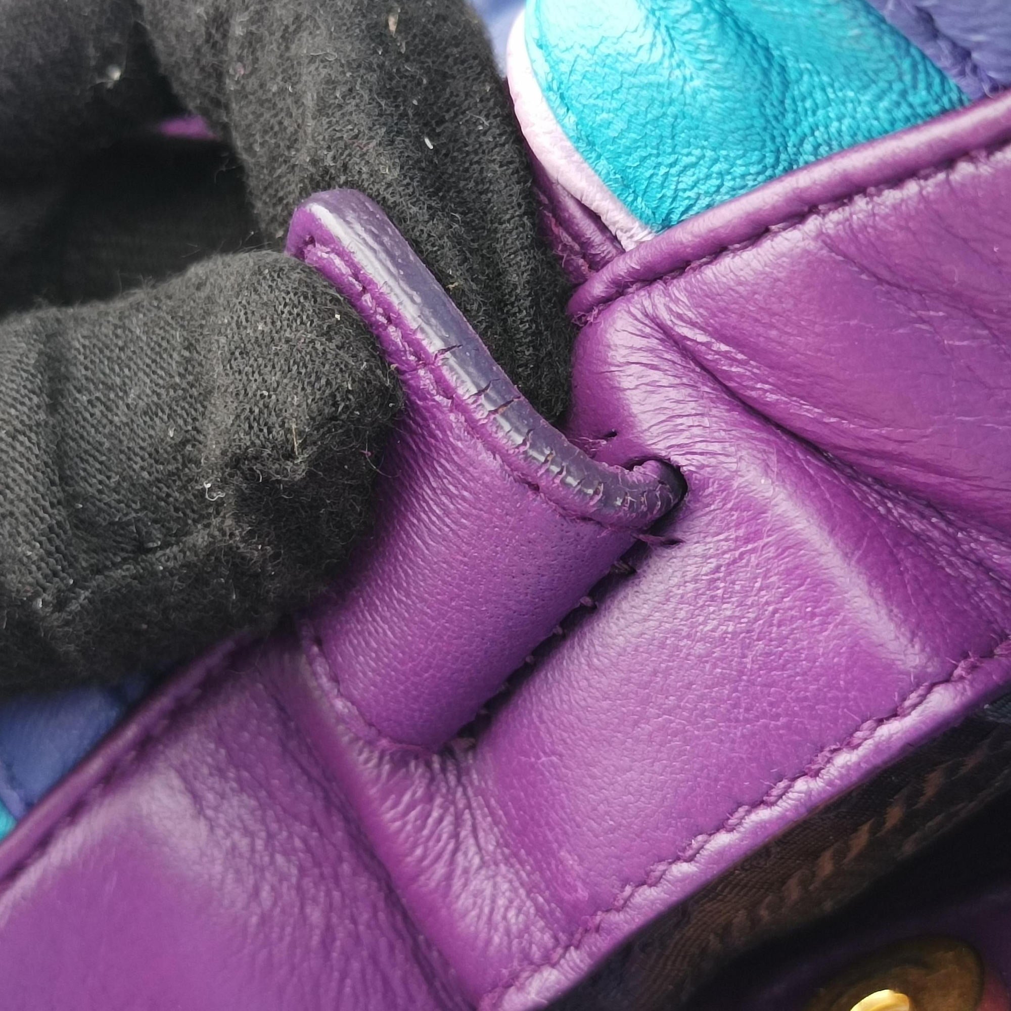 Pre-owned Prada  Trembled Blossoms Multicolor Purple × Blue Nappa Leather BN1680 shoulderbag | stylenewstar