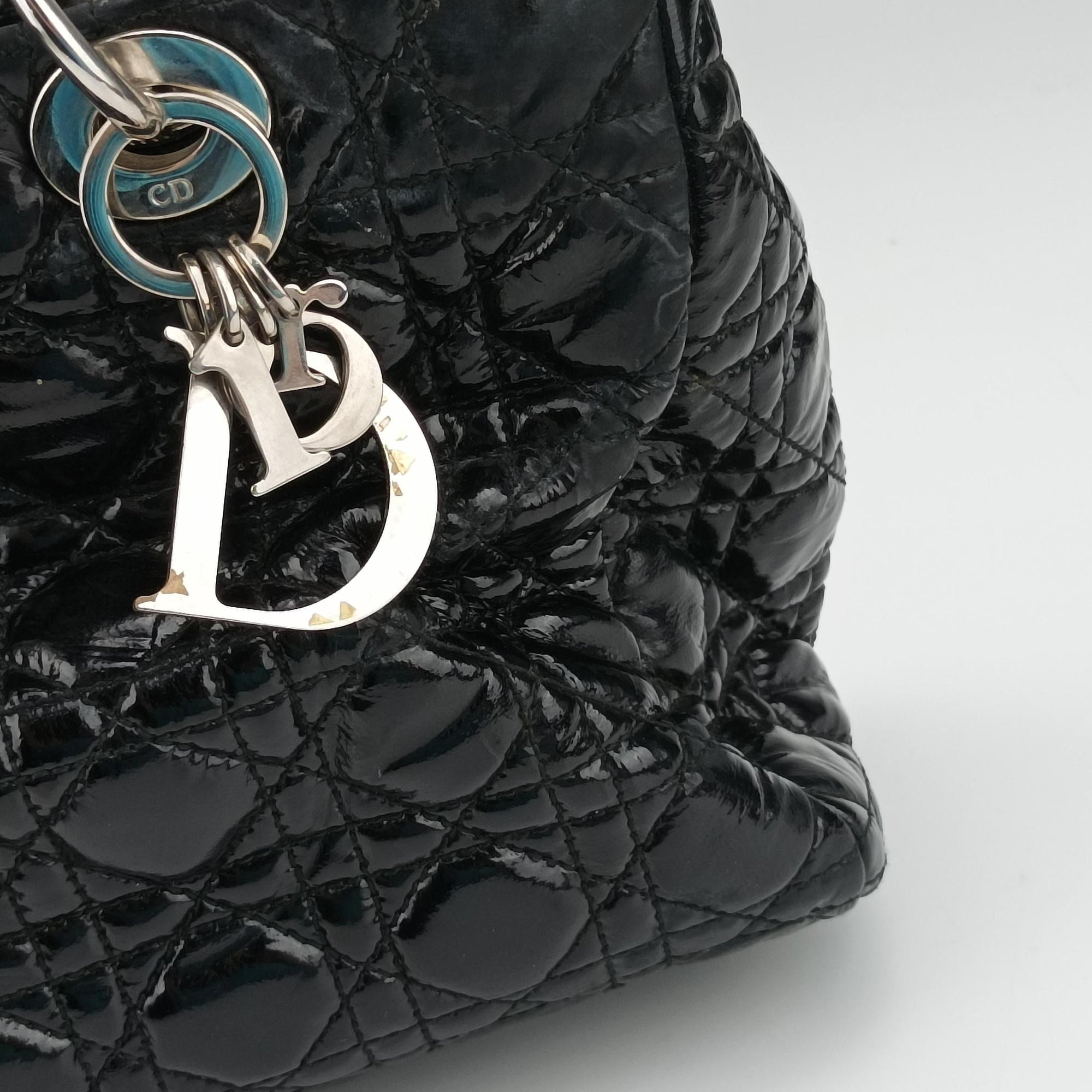 Pre-owned Christian Dior Dior Soft Black Patent Leather  shoulderbag | stylenewstar