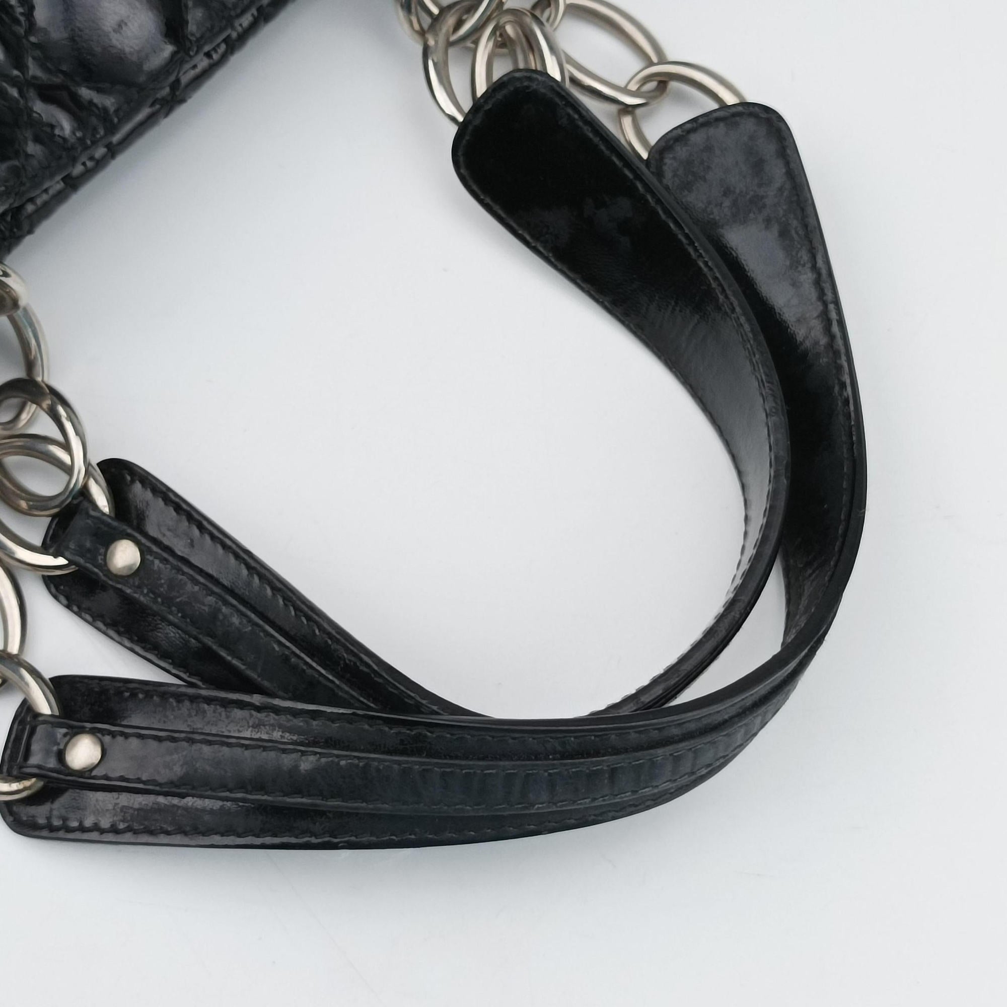 Pre-owned Christian Dior Dior Soft Black Patent Leather  shoulderbag | stylenewstar
