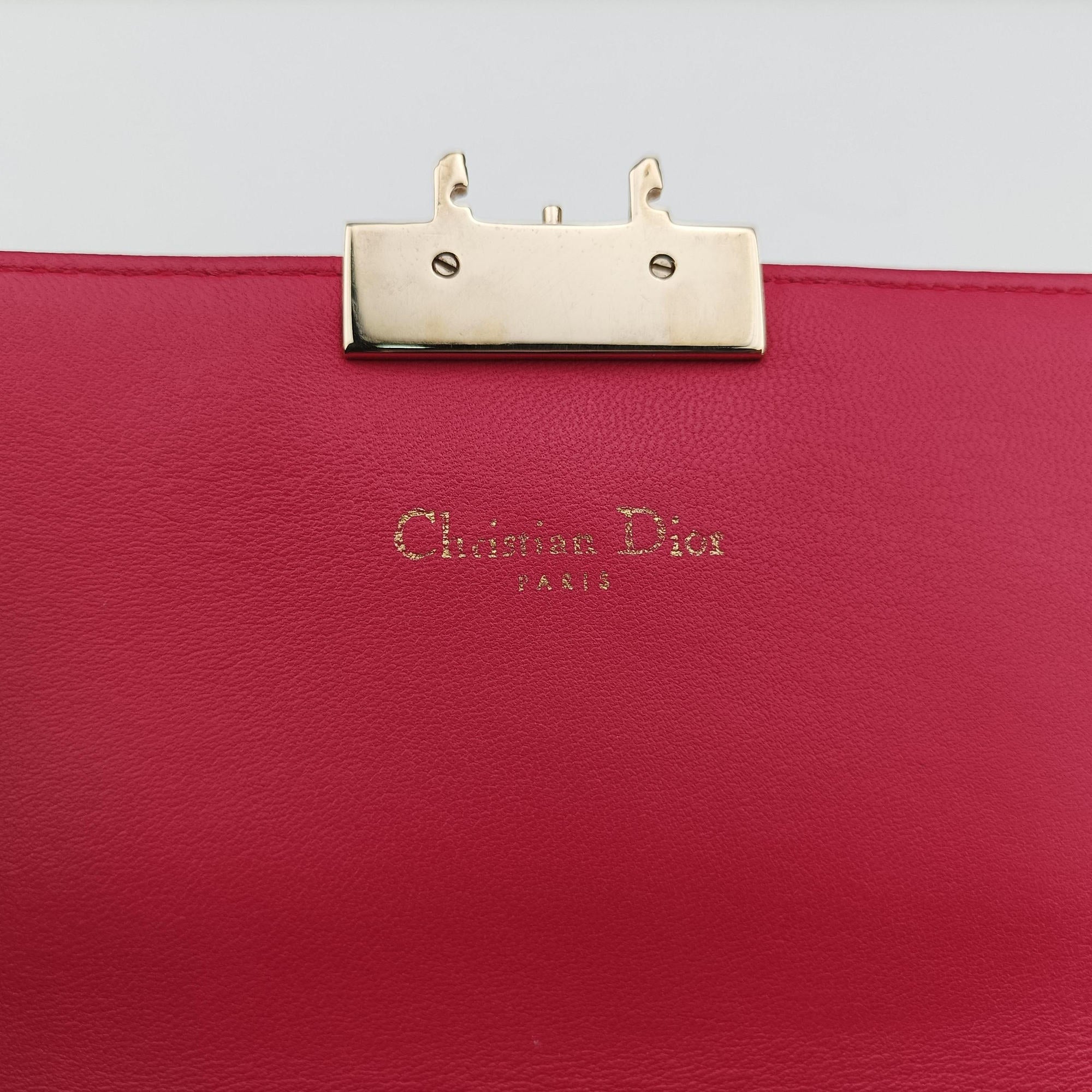Pre-owned Christian Dior Cannage New Lock Rose lambskin  shoulderbag | stylenewstar