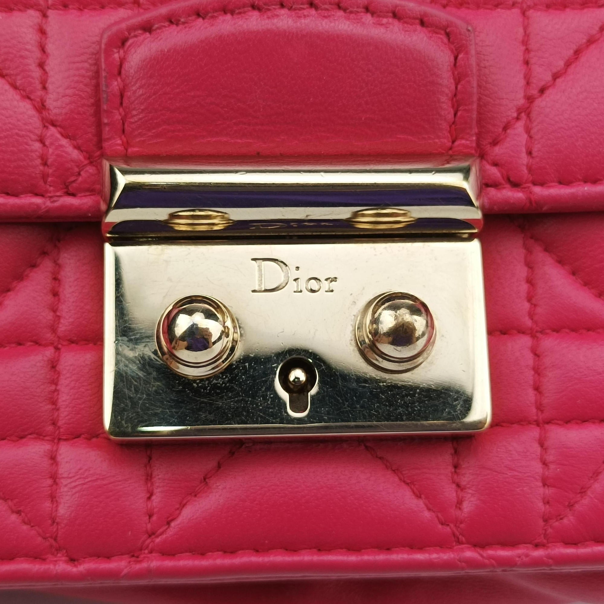 Pre-owned Christian Dior Cannage New Lock Rose lambskin  shoulderbag | stylenewstar