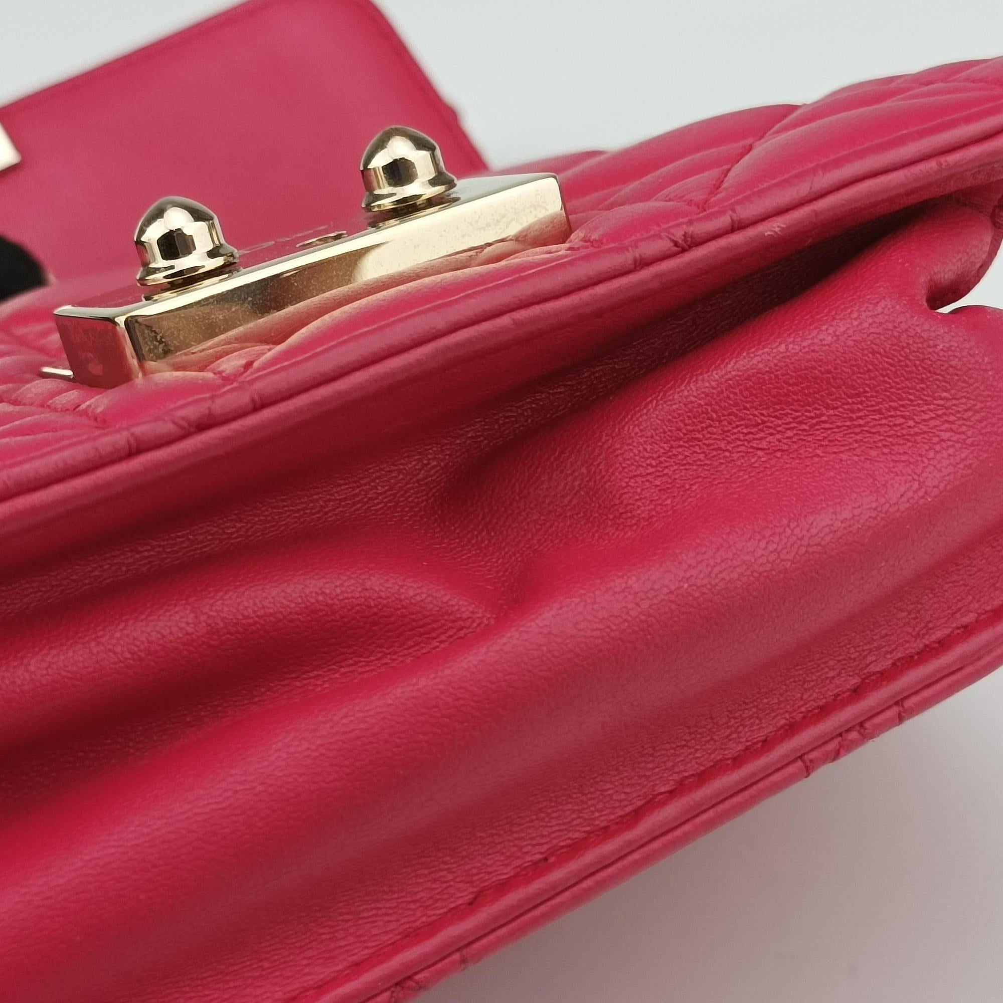Pre-owned Christian Dior Cannage New Lock Rose lambskin  shoulderbag | stylenewstar