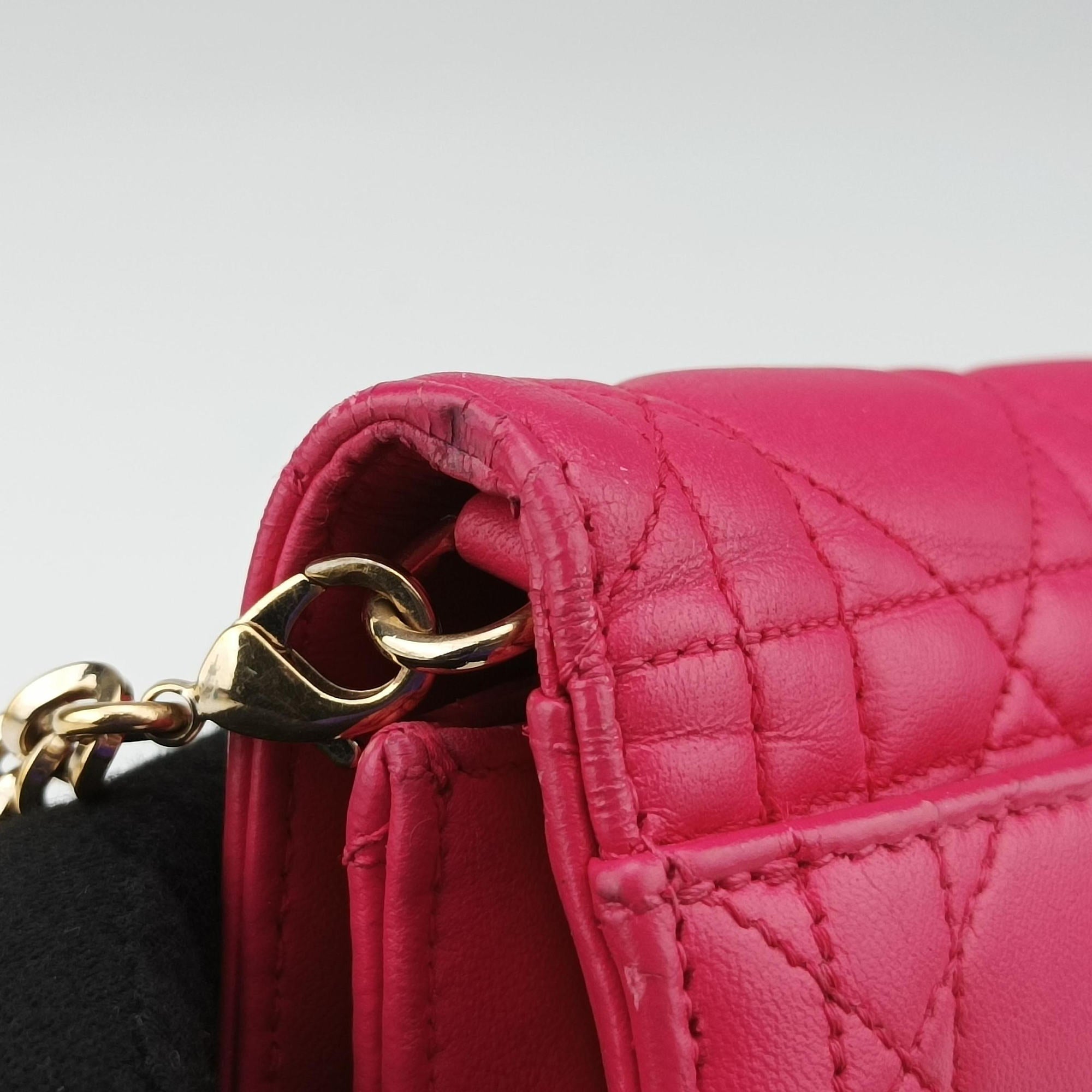 Pre-owned Christian Dior Cannage New Lock Rose lambskin  shoulderbag | stylenewstar