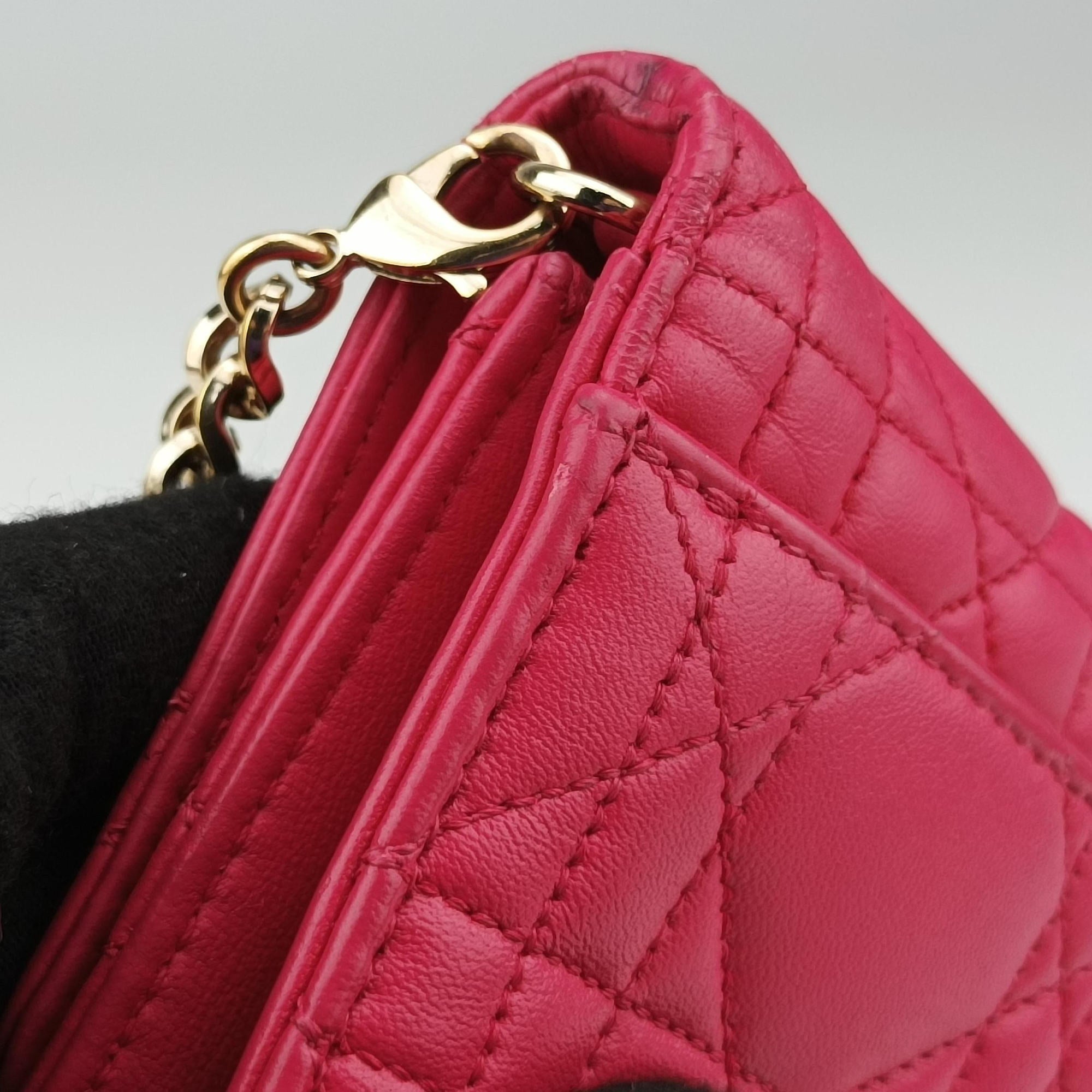 Pre-owned Christian Dior Cannage New Lock Rose lambskin  shoulderbag | stylenewstar
