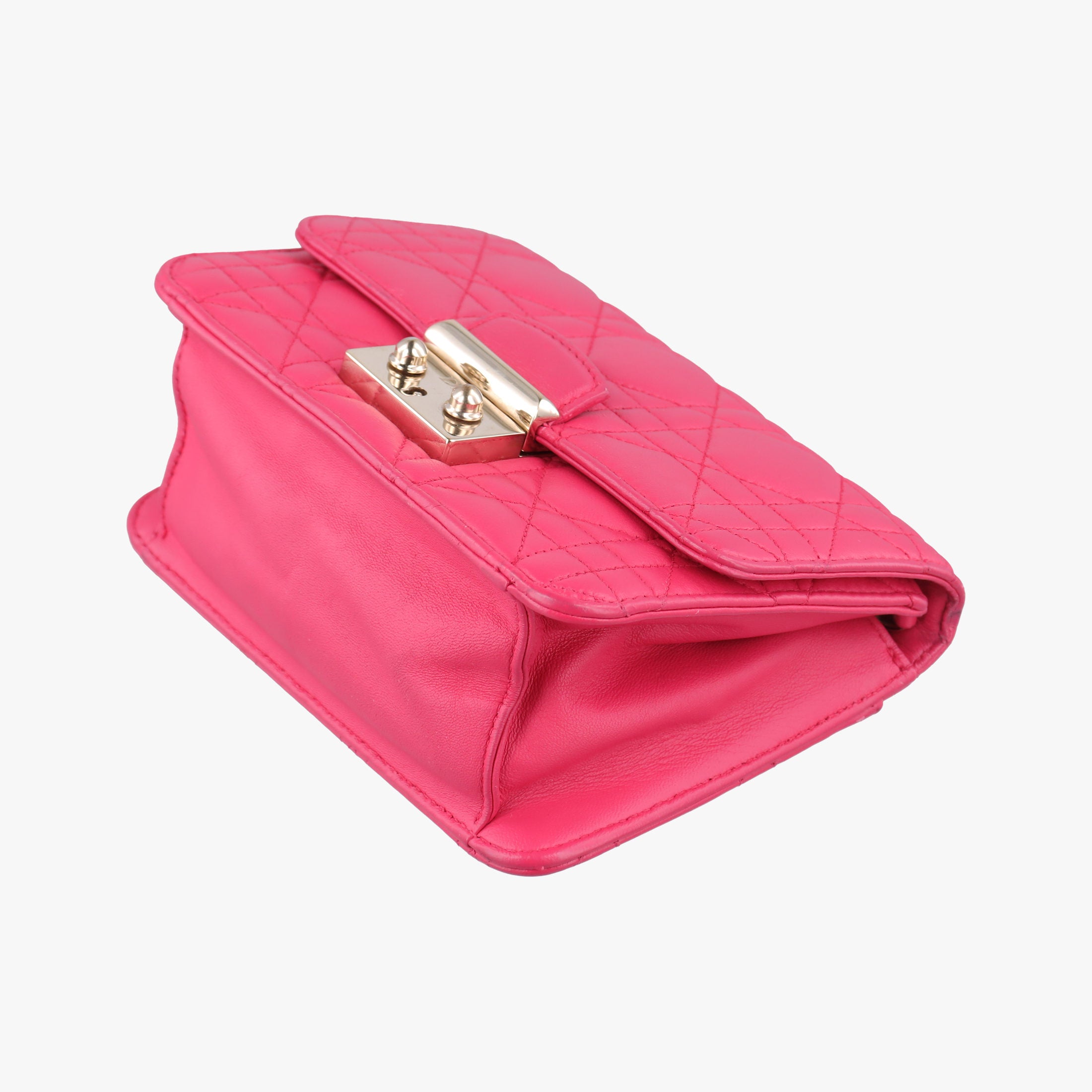 Pre-owned Christian Dior Cannage New Lock Rose lambskin  shoulderbag | stylenewstar