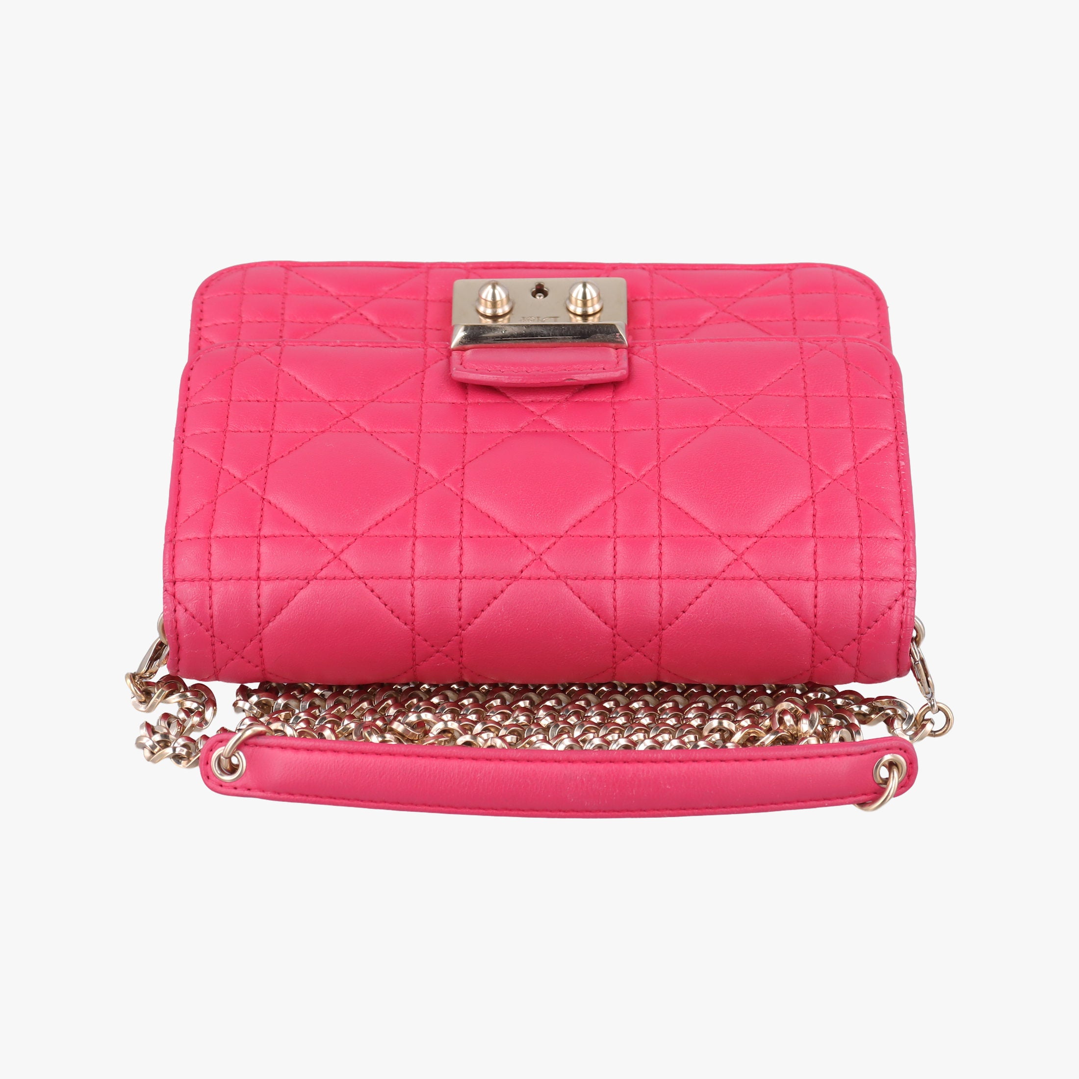 Pre-owned Christian Dior Cannage New Lock Rose lambskin  shoulderbag | stylenewstar