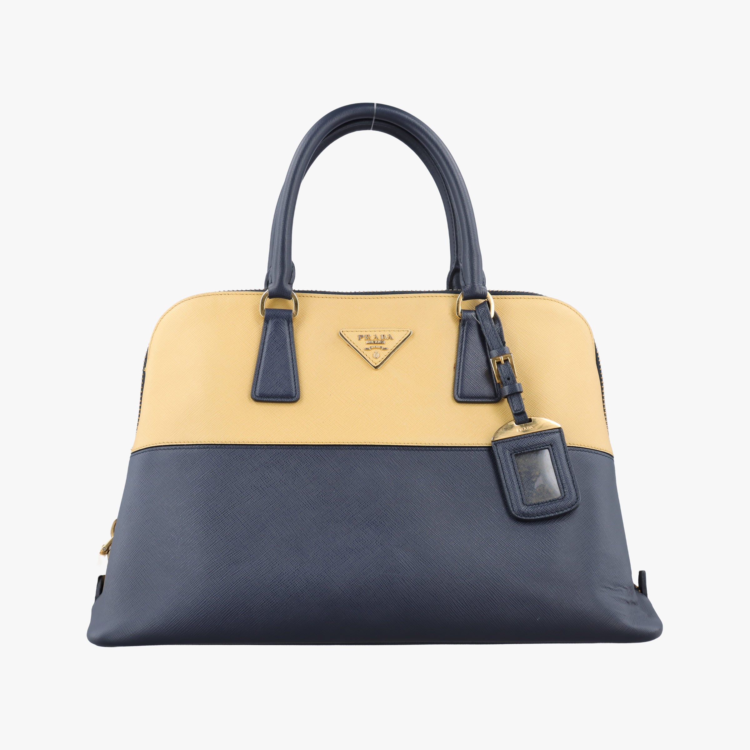 Vintage Prada Promenade Navy x yellow SAFFIANO Leather BL836T handbag | stylenewstar