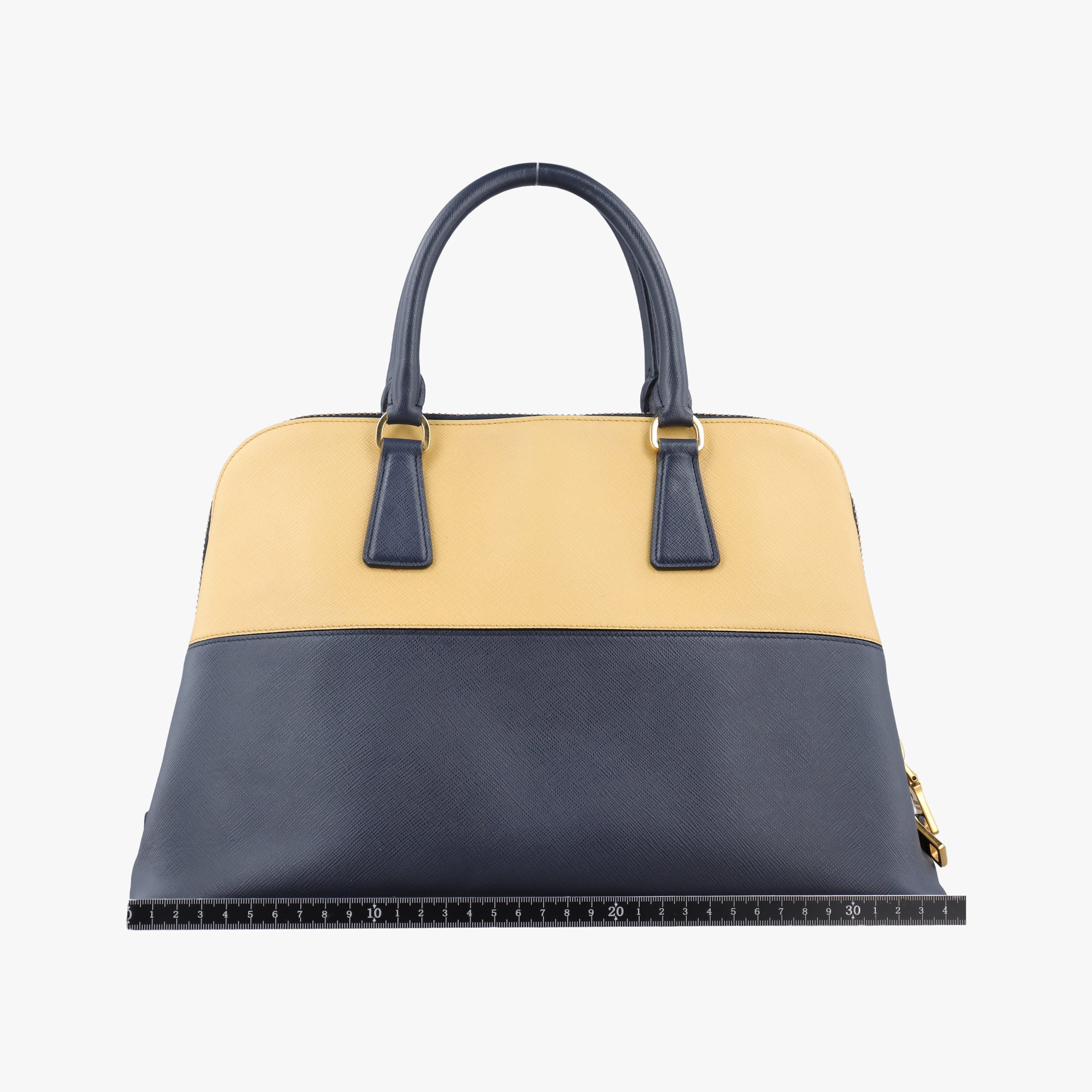 Vintage Prada Promenade Navy x yellow SAFFIANO Leather BL836T handbag | stylenewstar