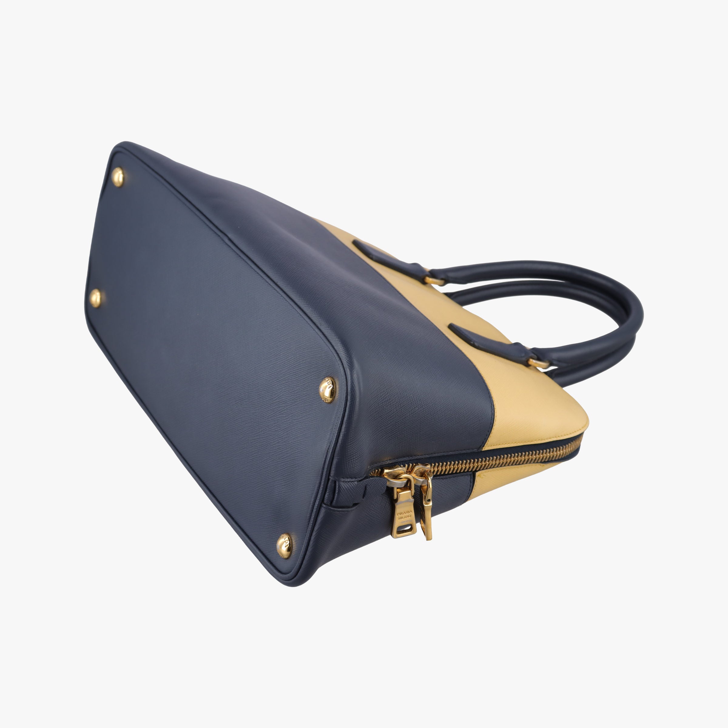 Vintage Prada Promenade Navy x yellow SAFFIANO Leather BL836T handbag | stylenewstar