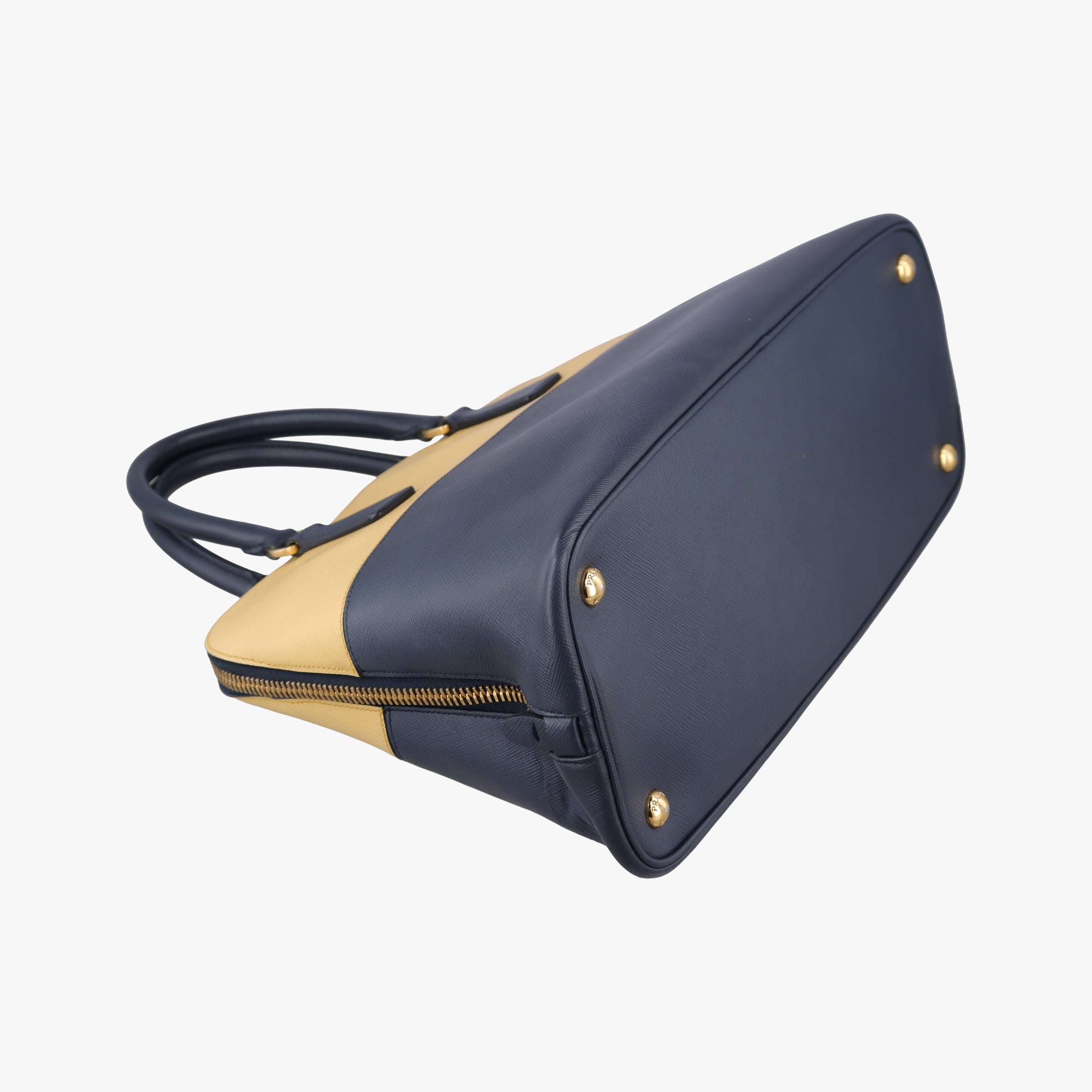Vintage Prada Promenade Navy x yellow SAFFIANO Leather BL836T handbag | stylenewstar