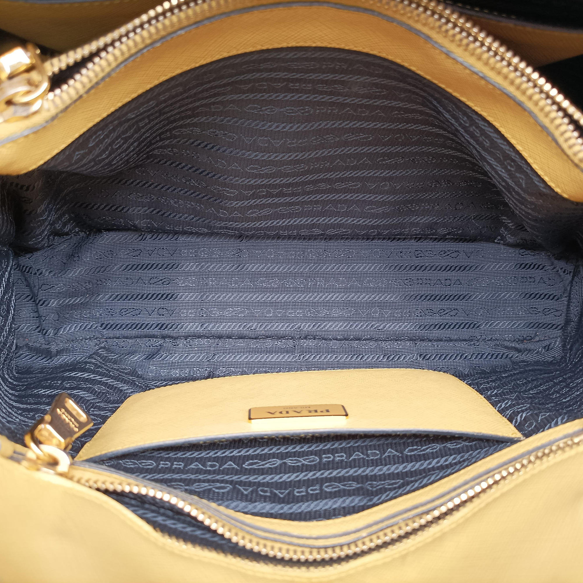 Vintage Prada Promenade Navy x yellow SAFFIANO Leather BL836T handbag | stylenewstar