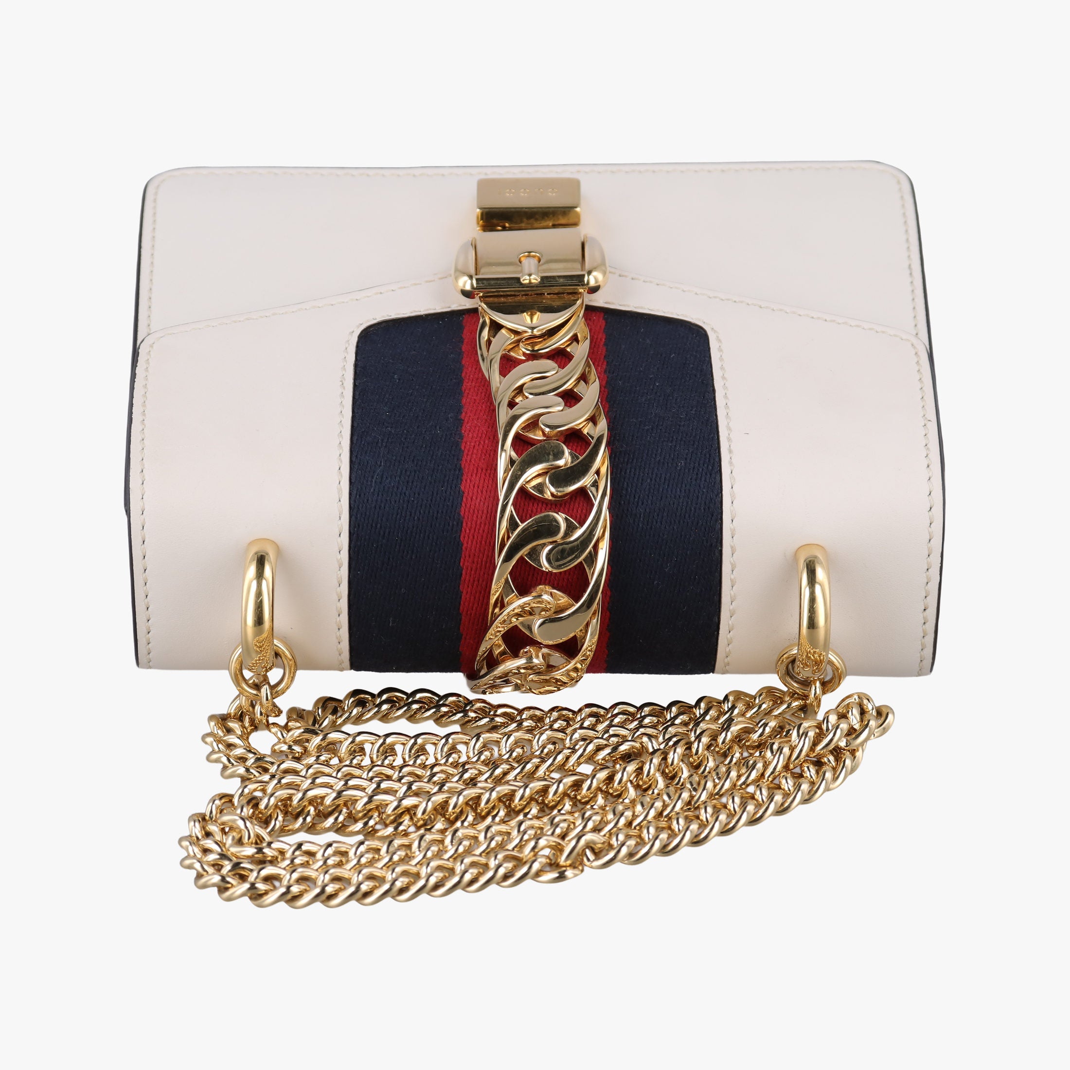 Secondhand Gucci Sylvie Ivory×navy×red Leather 431666 shoulderbag | stylenewstar