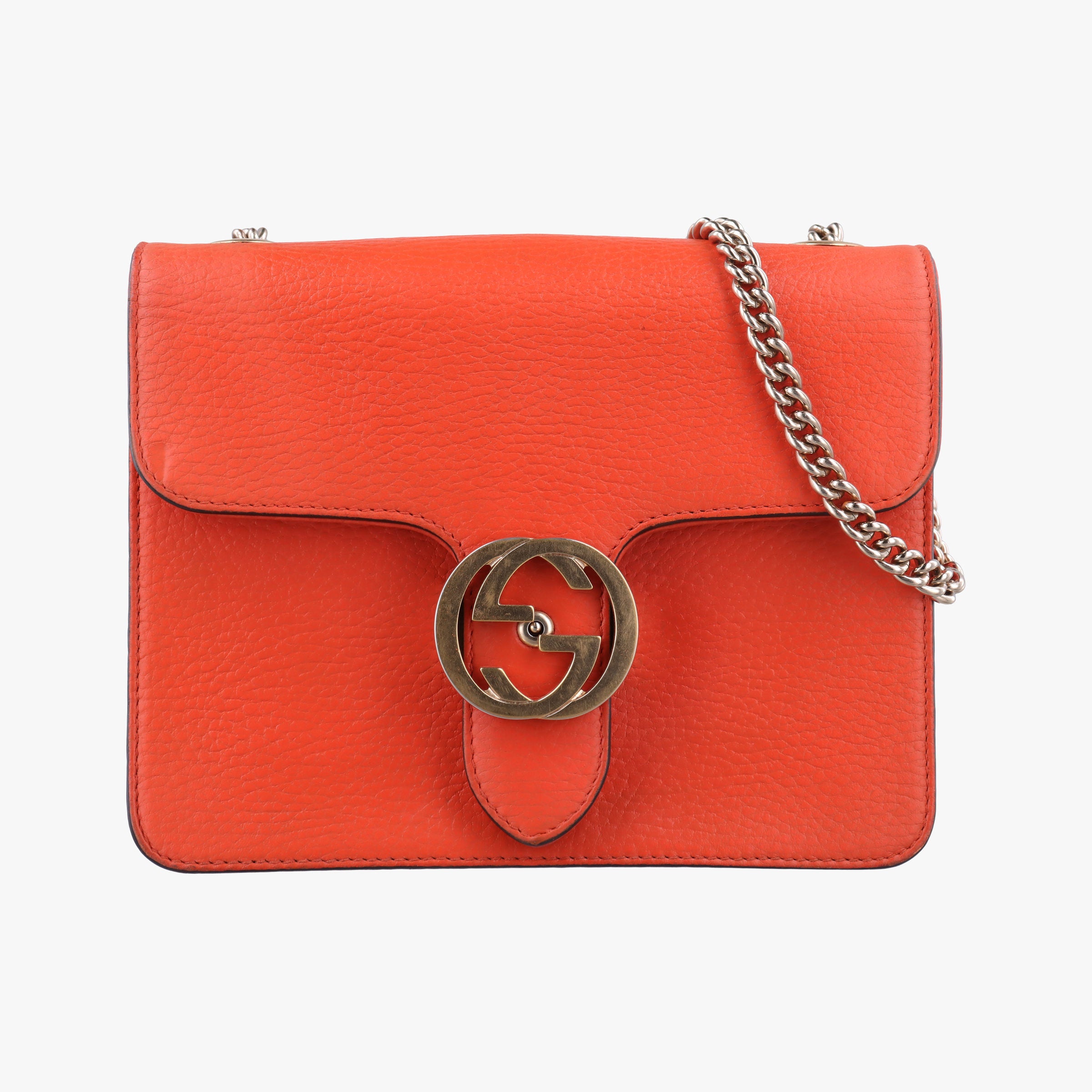 Pre-owned Gucci Interlocking G Orange Leather 510304 shoulderbag | stylenewstar