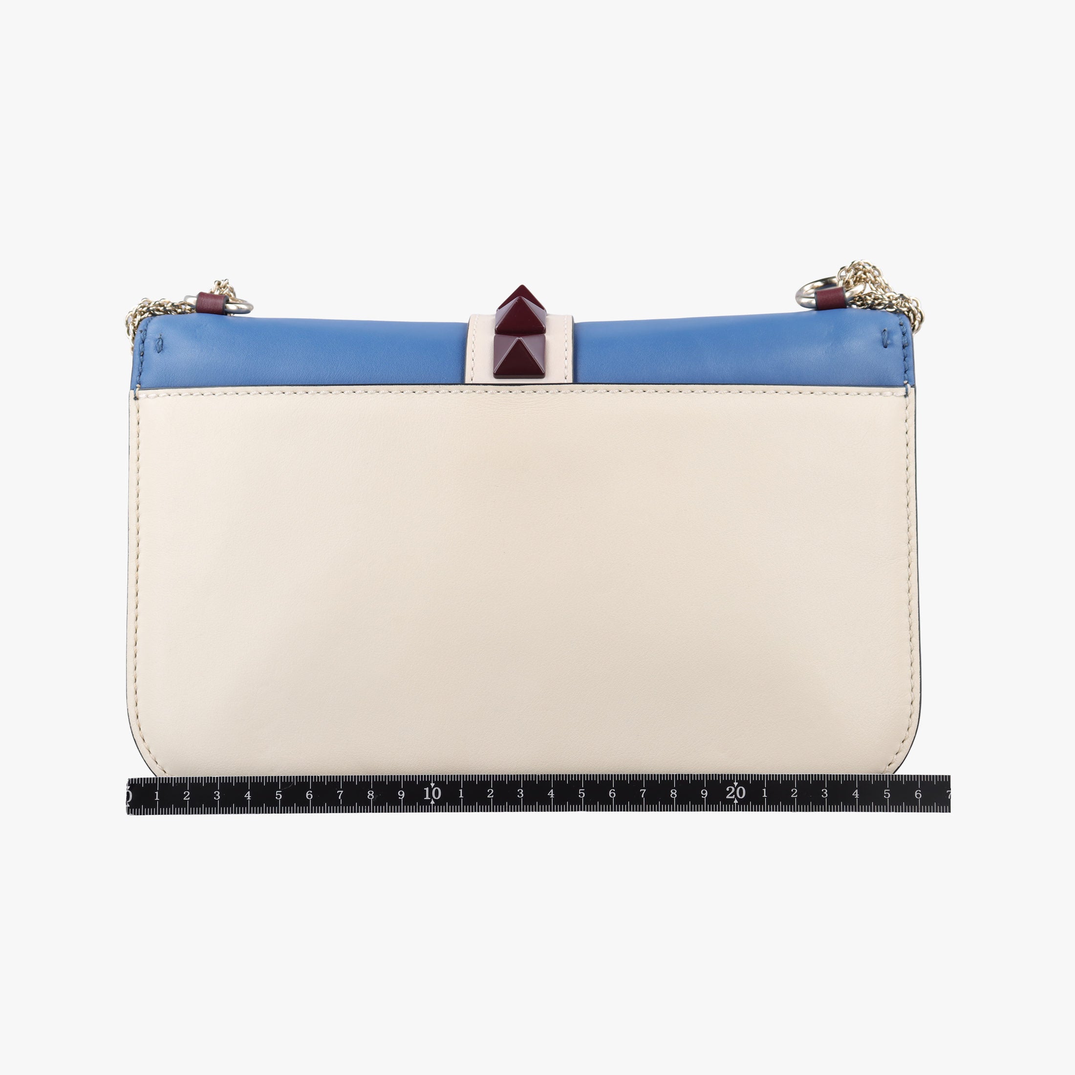 Pre-owned Valentino Rockstud Glam Lock White × Blue Leather  shoulderbag | stylenewstar
