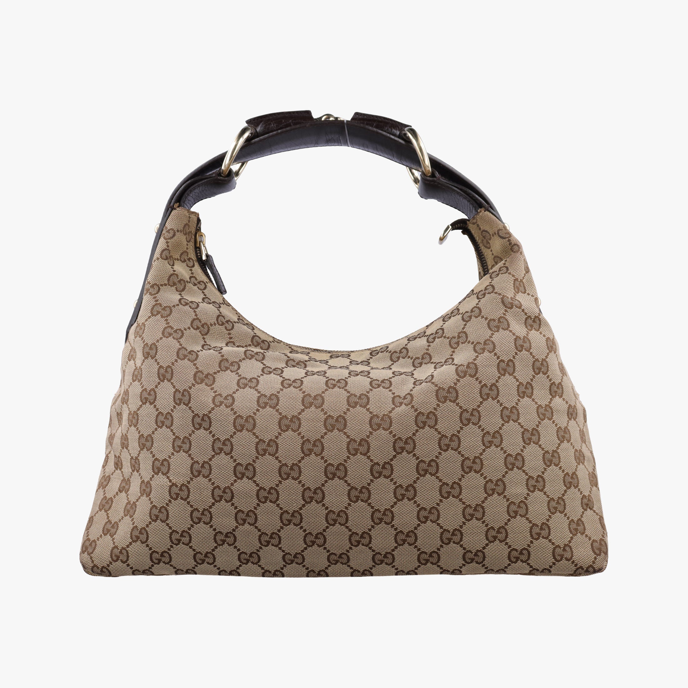 Pre-owned Gucci horsebit hobo Brown canvas 115867 handbag | stylenewstar