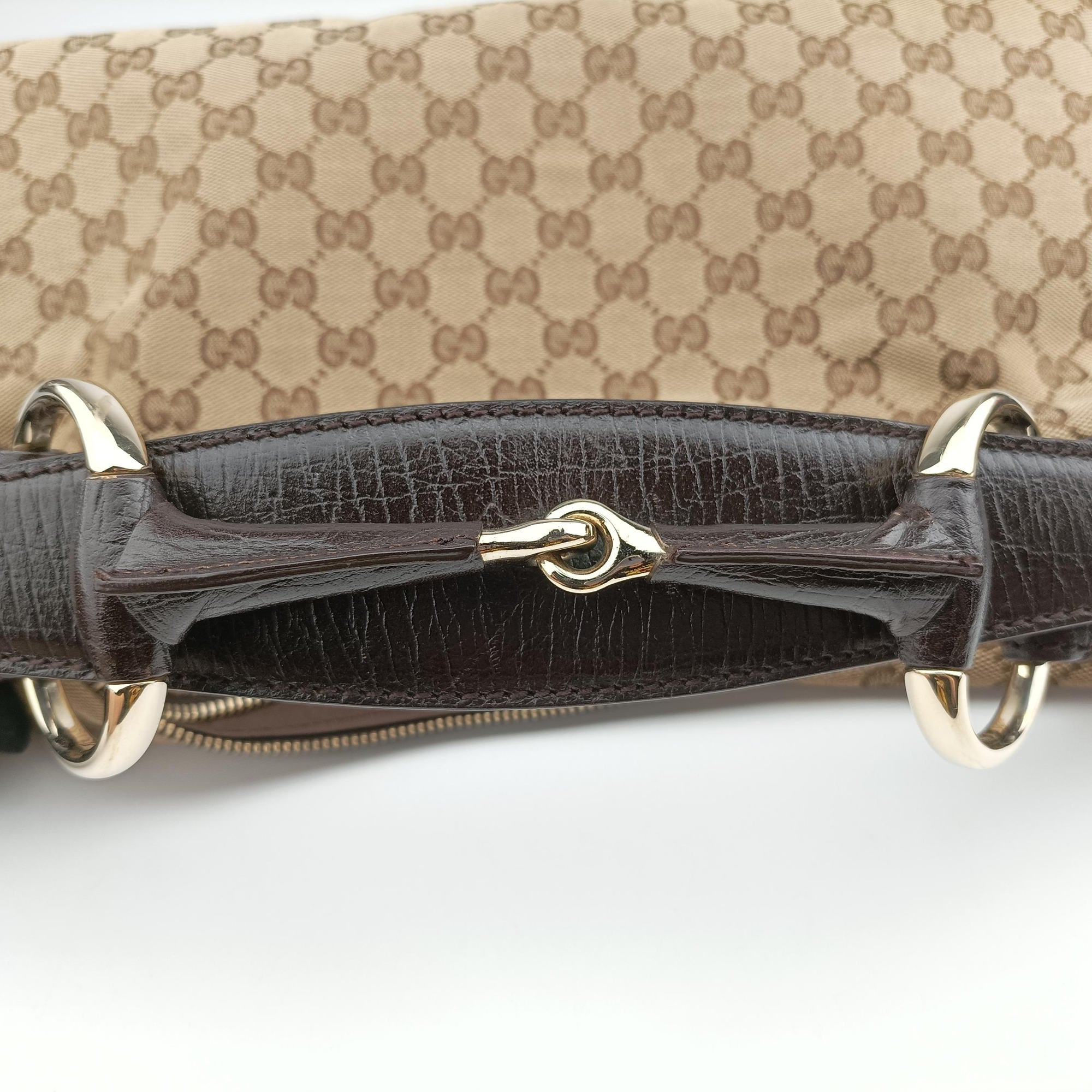 Pre-owned Gucci horsebit hobo Brown canvas 115867 handbag | stylenewstar