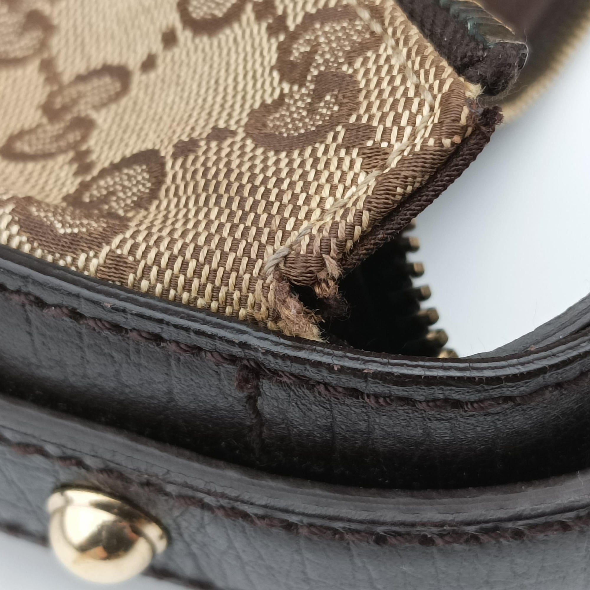 Pre-owned Gucci horsebit hobo Brown canvas 115867 handbag | stylenewstar