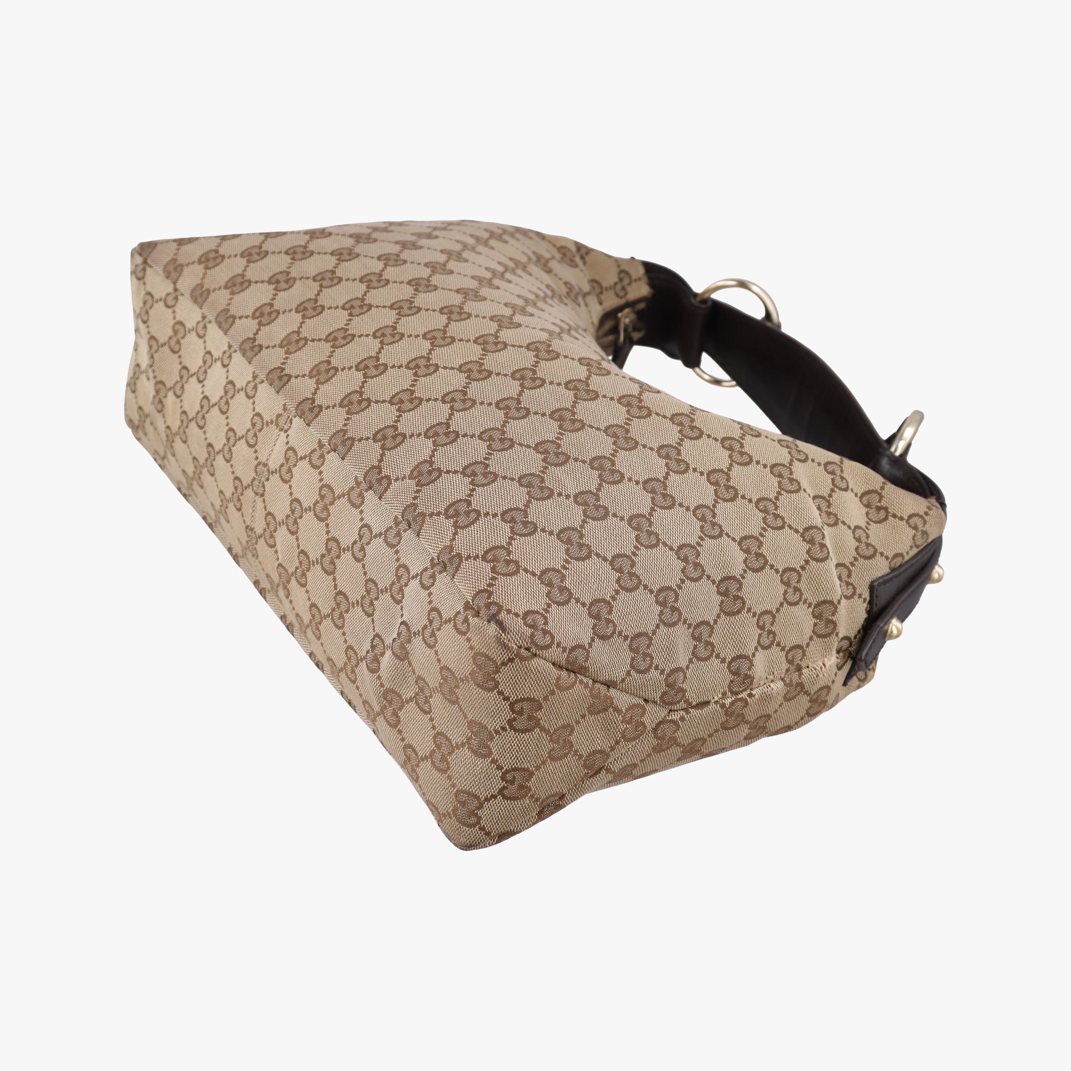 Pre-owned Gucci horsebit hobo Brown canvas 115867 handbag | stylenewstar