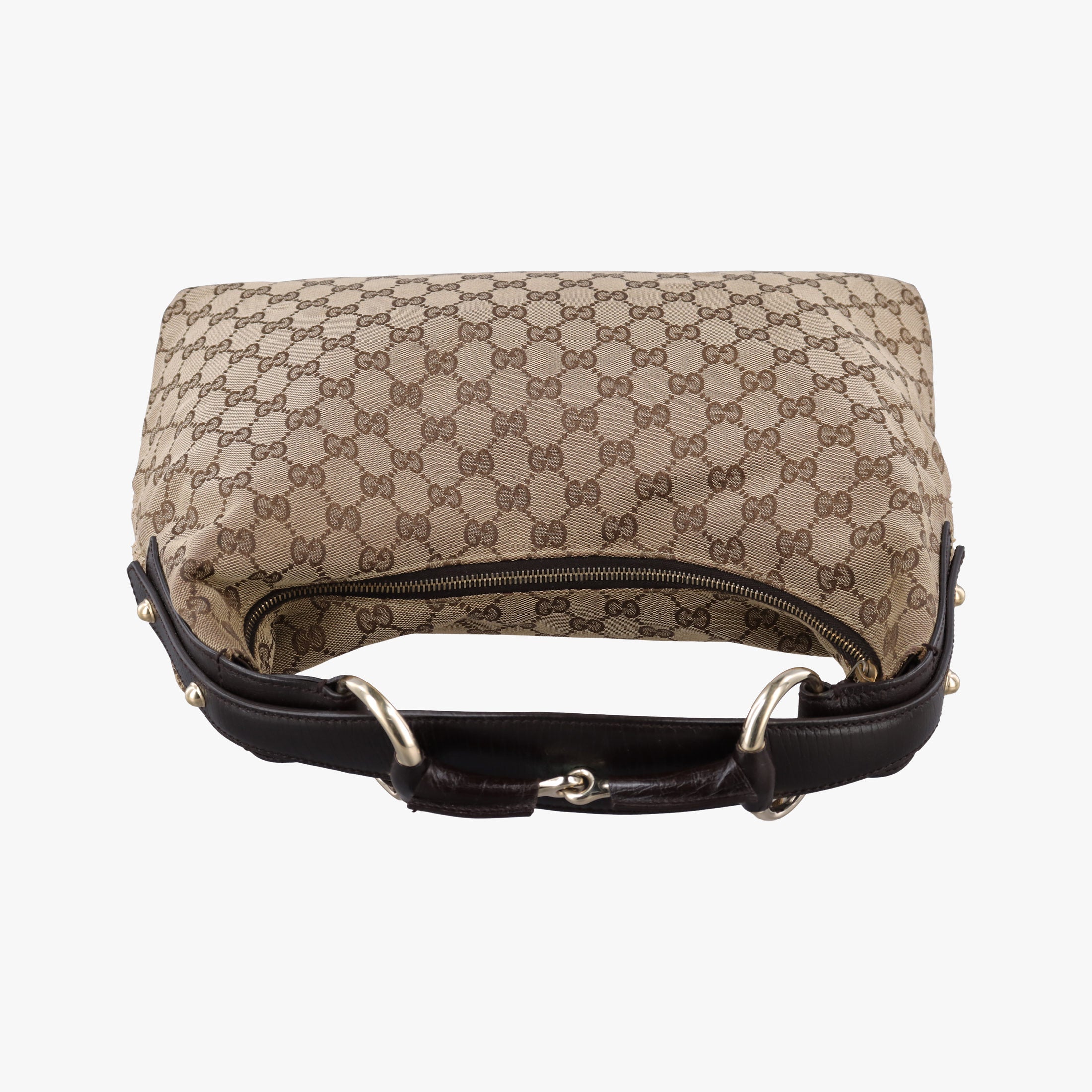 Pre-owned Gucci horsebit hobo Brown canvas 115867 handbag | stylenewstar
