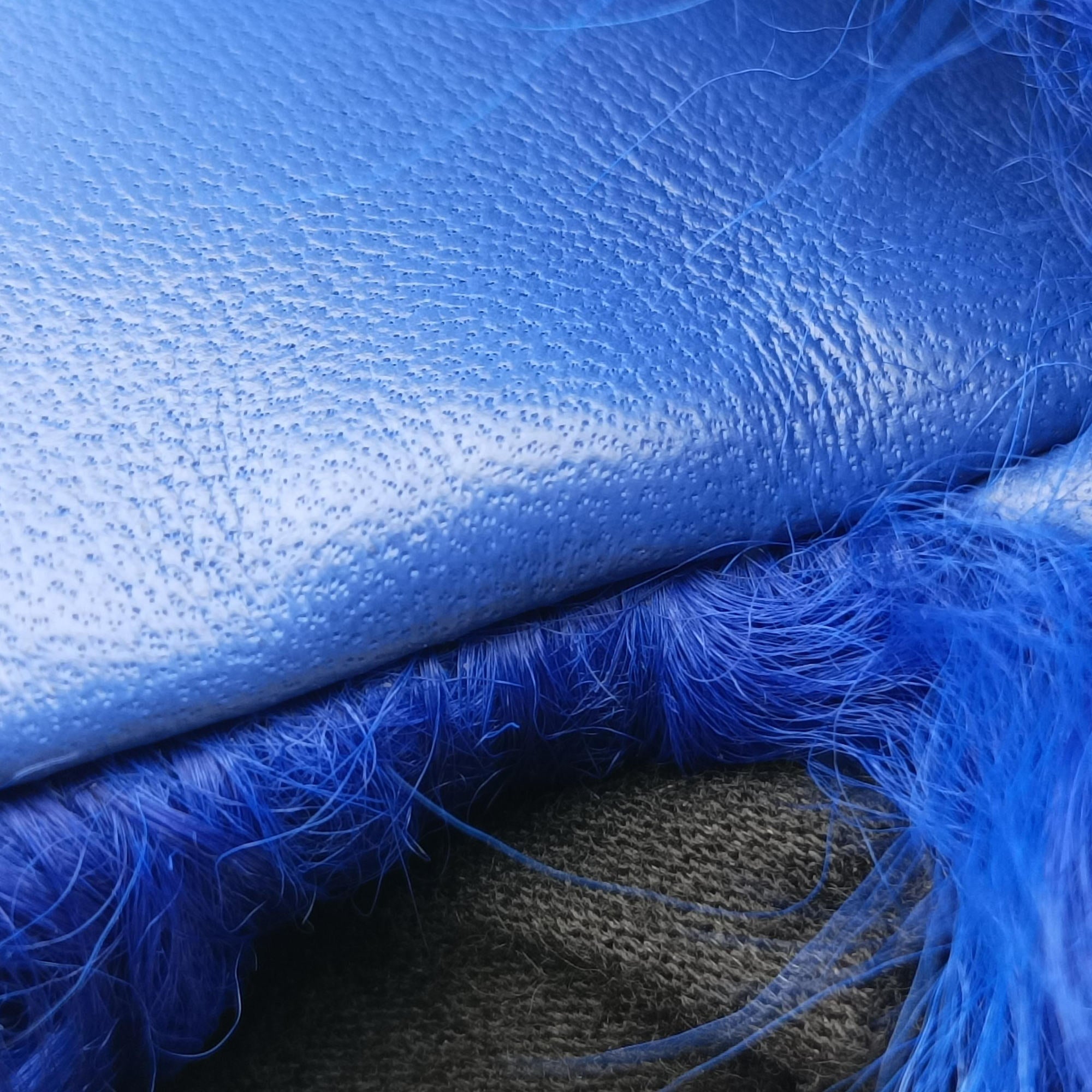 Pre-owned Chanel Shearling CC Hook Card Holder Blue wool AP2397 handbag | stylenewstar