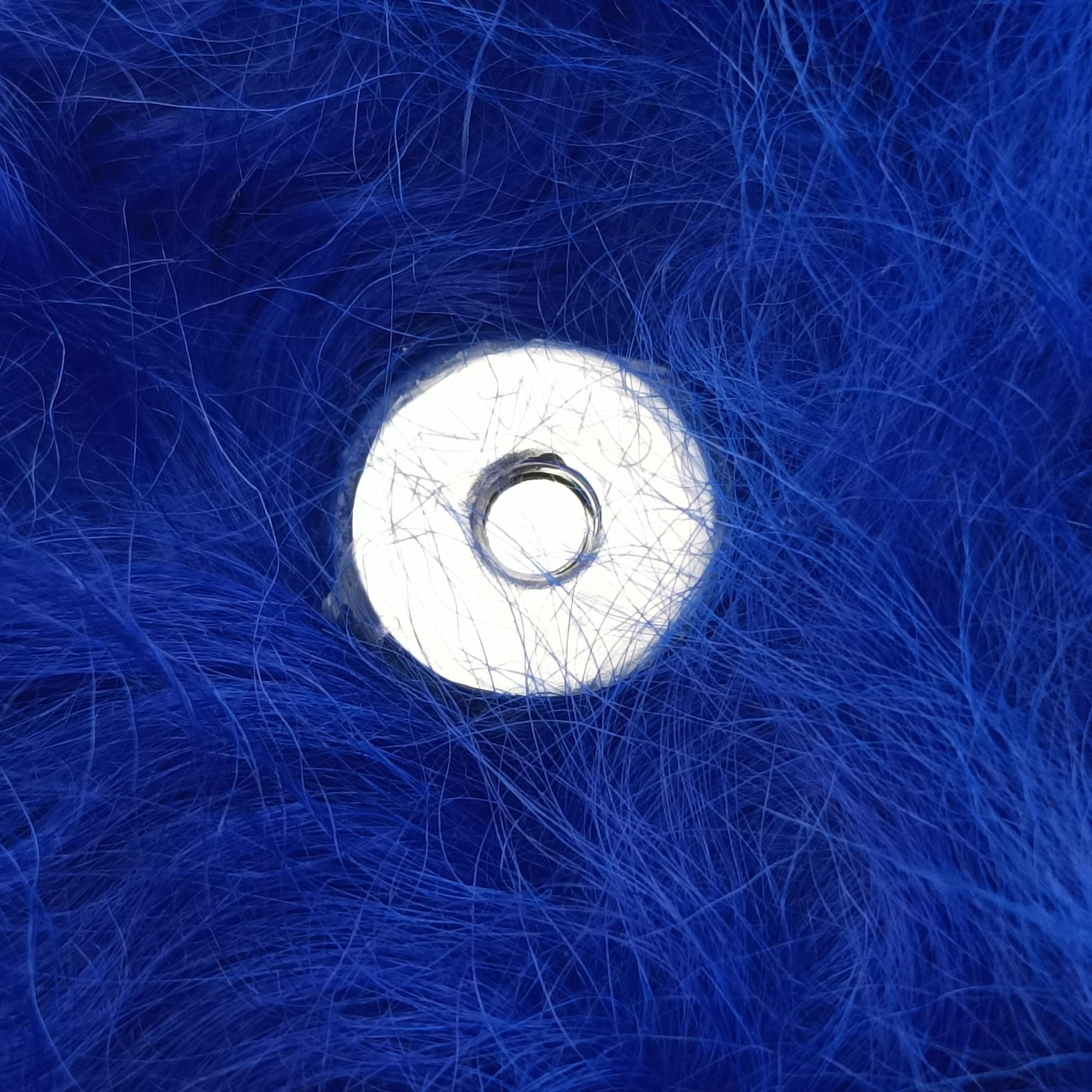 Pre-owned Chanel Shearling CC Hook Card Holder Blue wool AP2397 handbag | stylenewstar