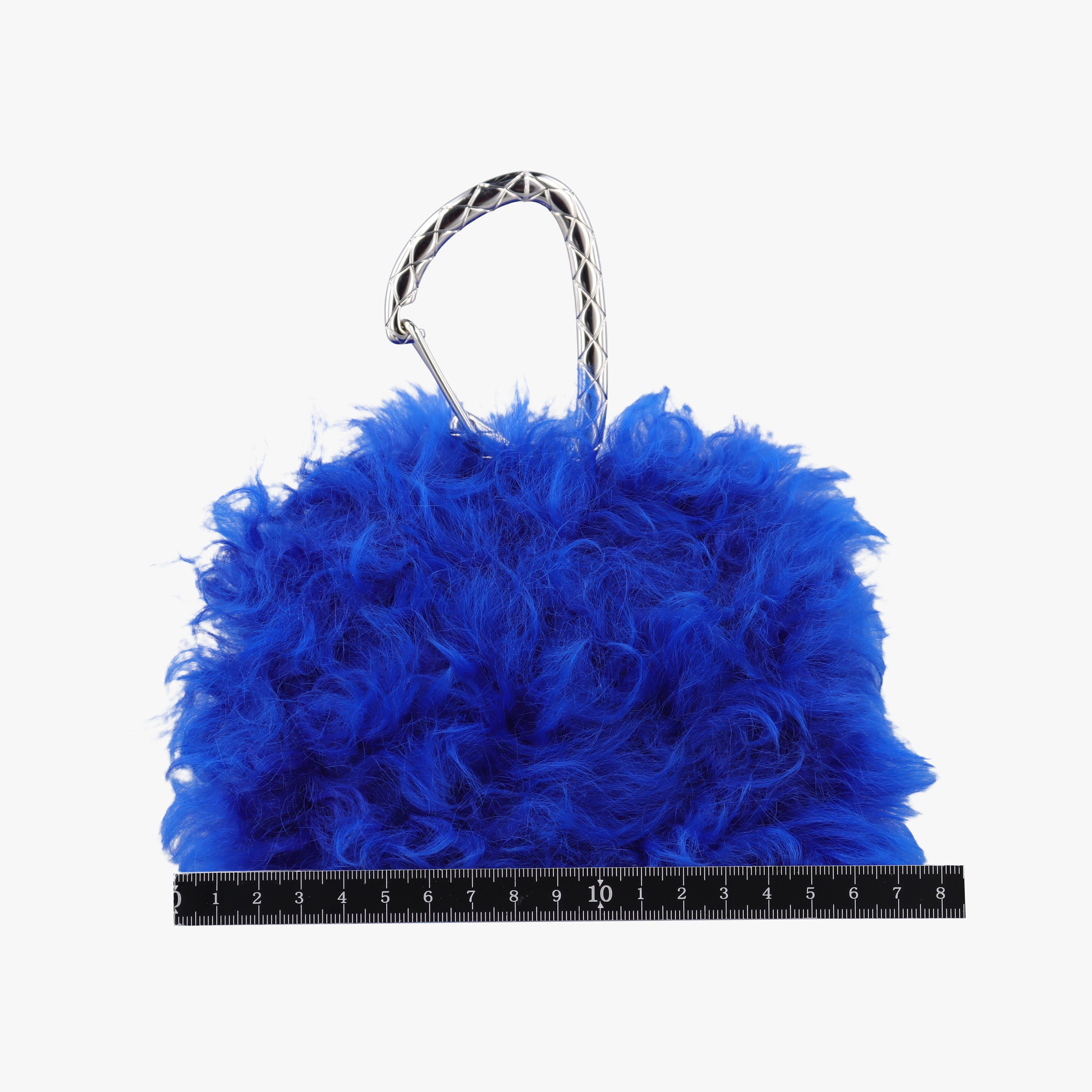Pre-owned Chanel Shearling CC Hook Card Holder Blue wool AP2397 handbag | stylenewstar
