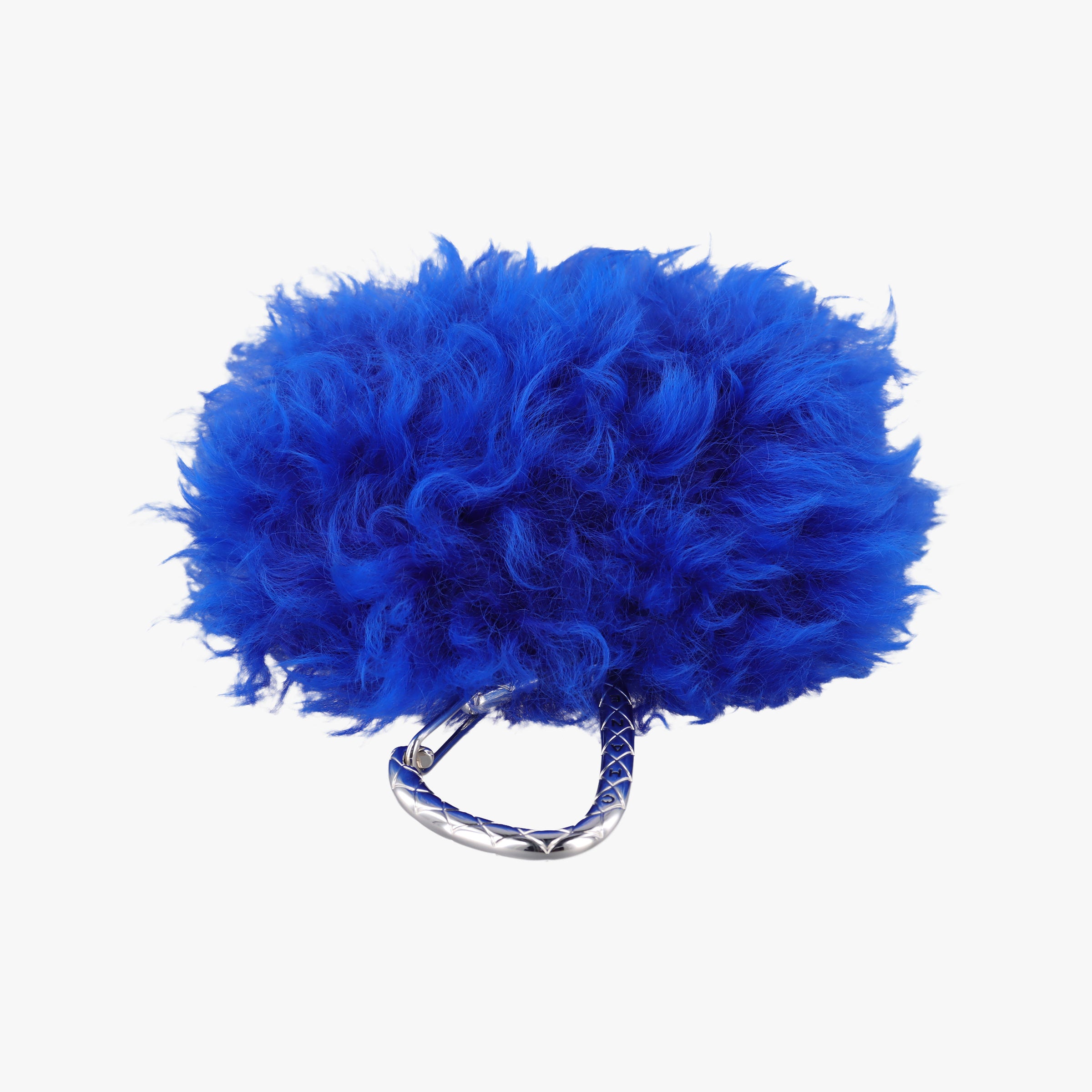 Pre-owned Chanel Shearling CC Hook Card Holder Blue wool AP2397 handbag | stylenewstar