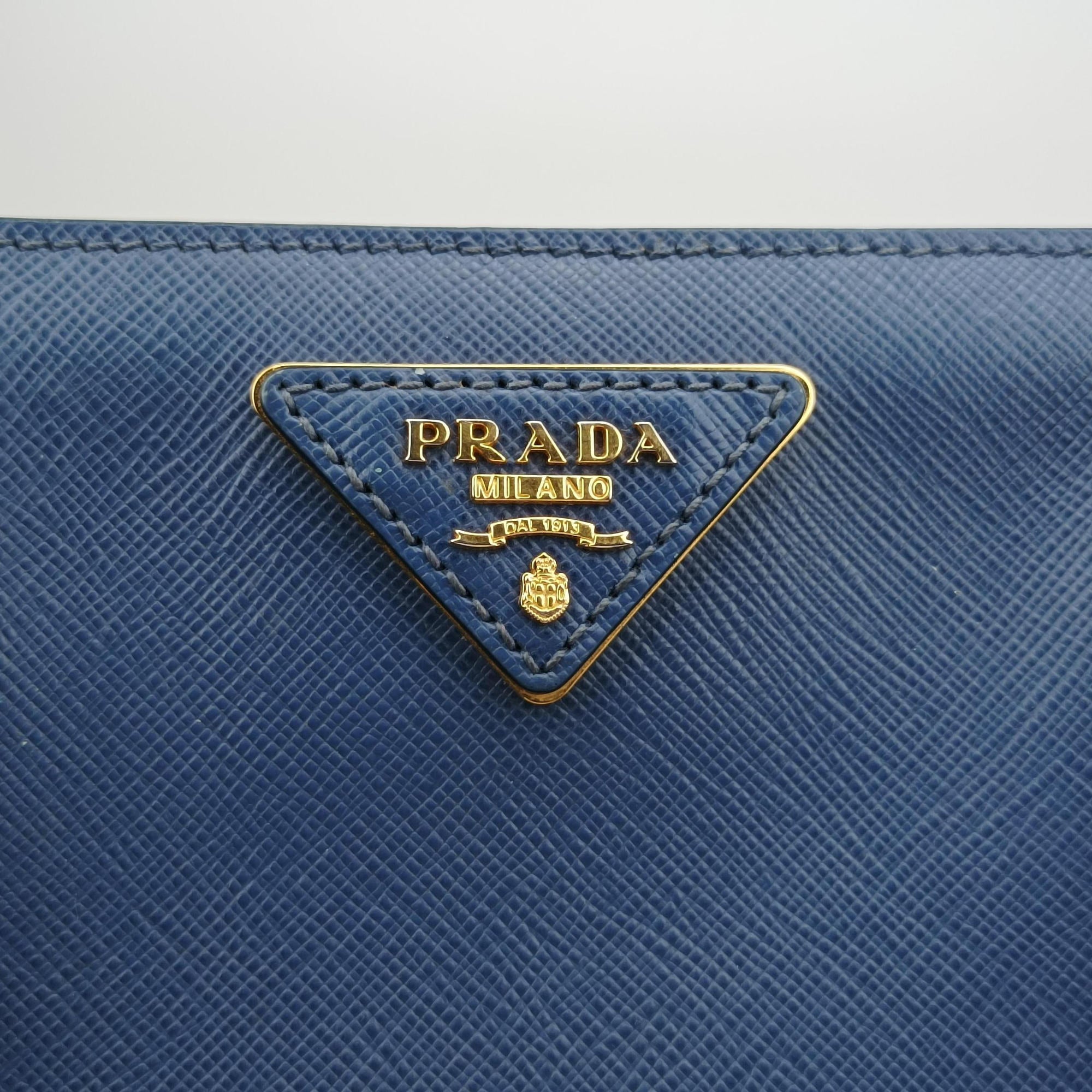 Pre-owned Prada Galleria Blue SAFFIANO Leather BN2274 handbag | stylenewstar