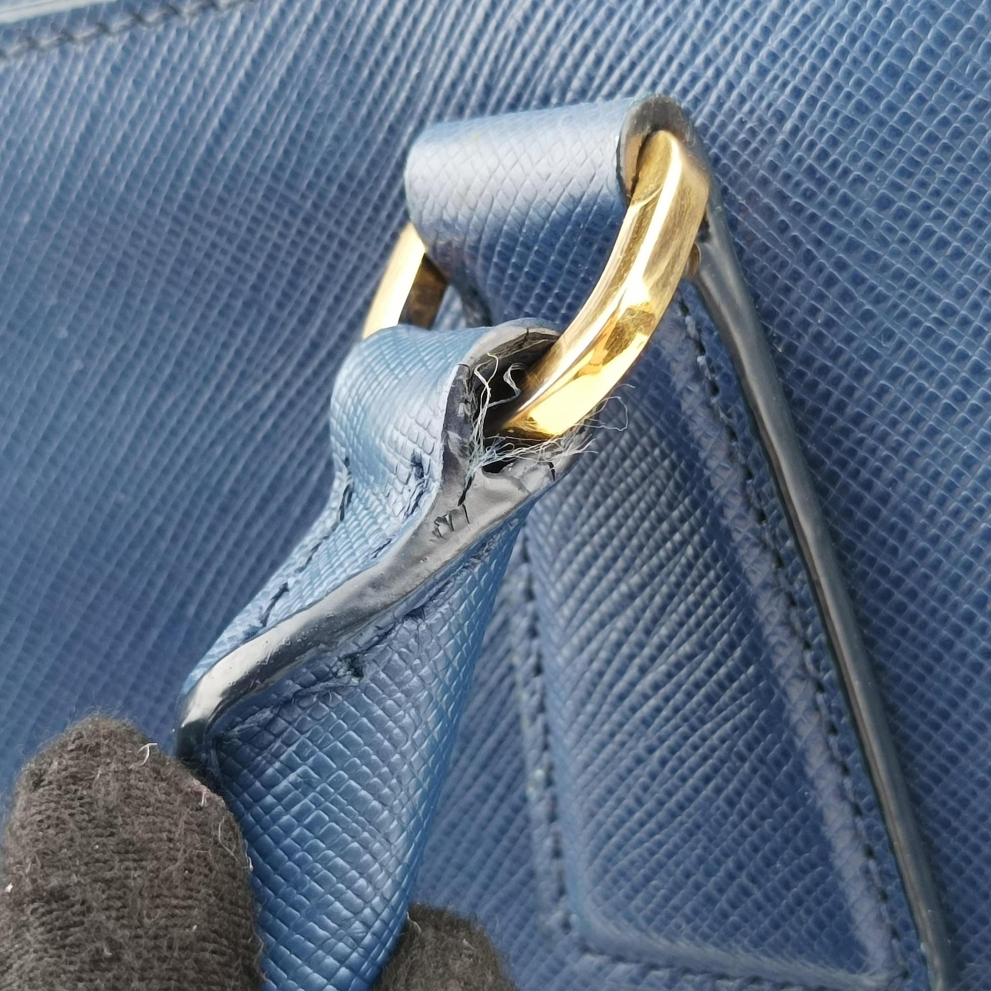 Pre-owned Prada Galleria Blue SAFFIANO Leather BN2274 handbag | stylenewstar