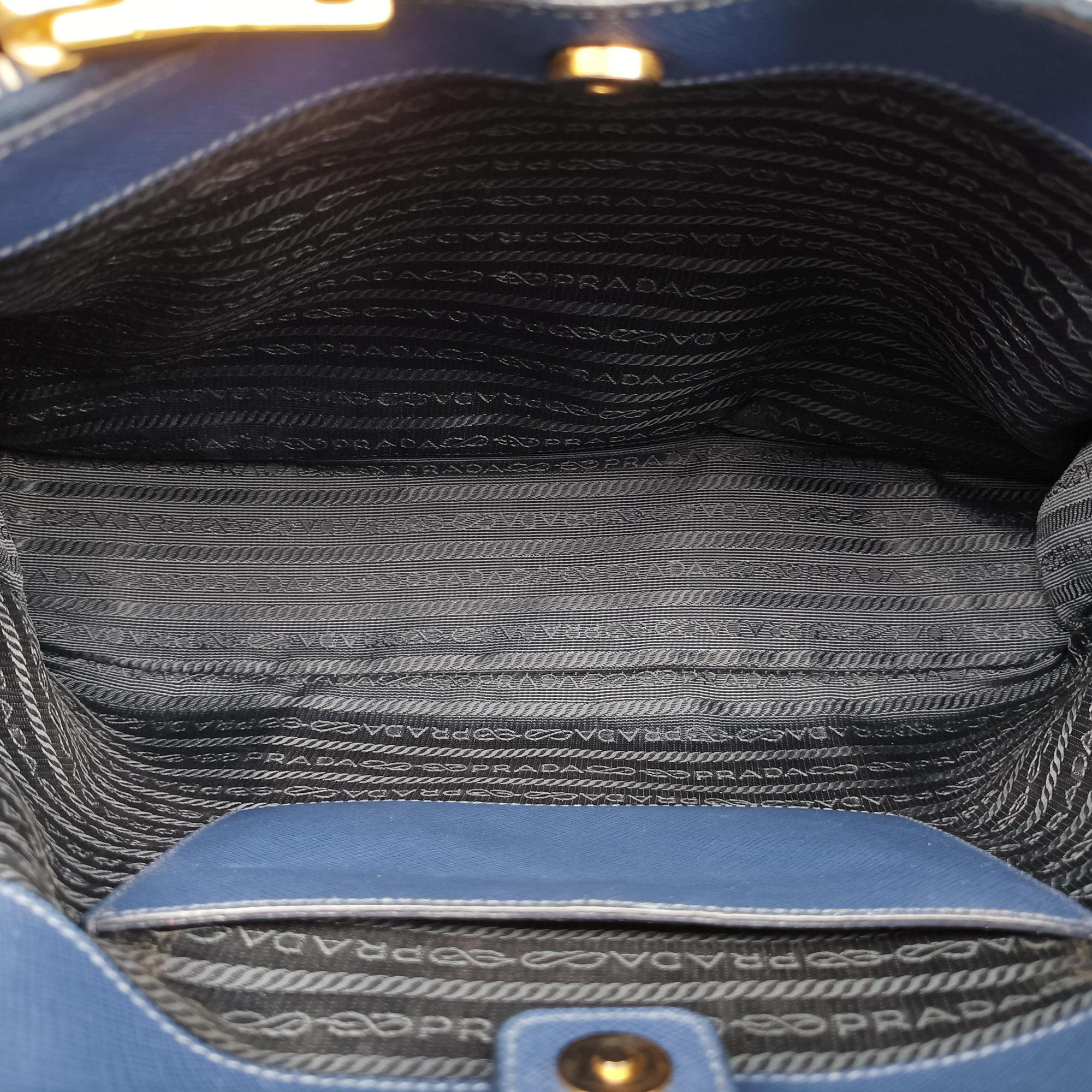 Pre-owned Prada Galleria Blue SAFFIANO Leather BN2274 handbag | stylenewstar