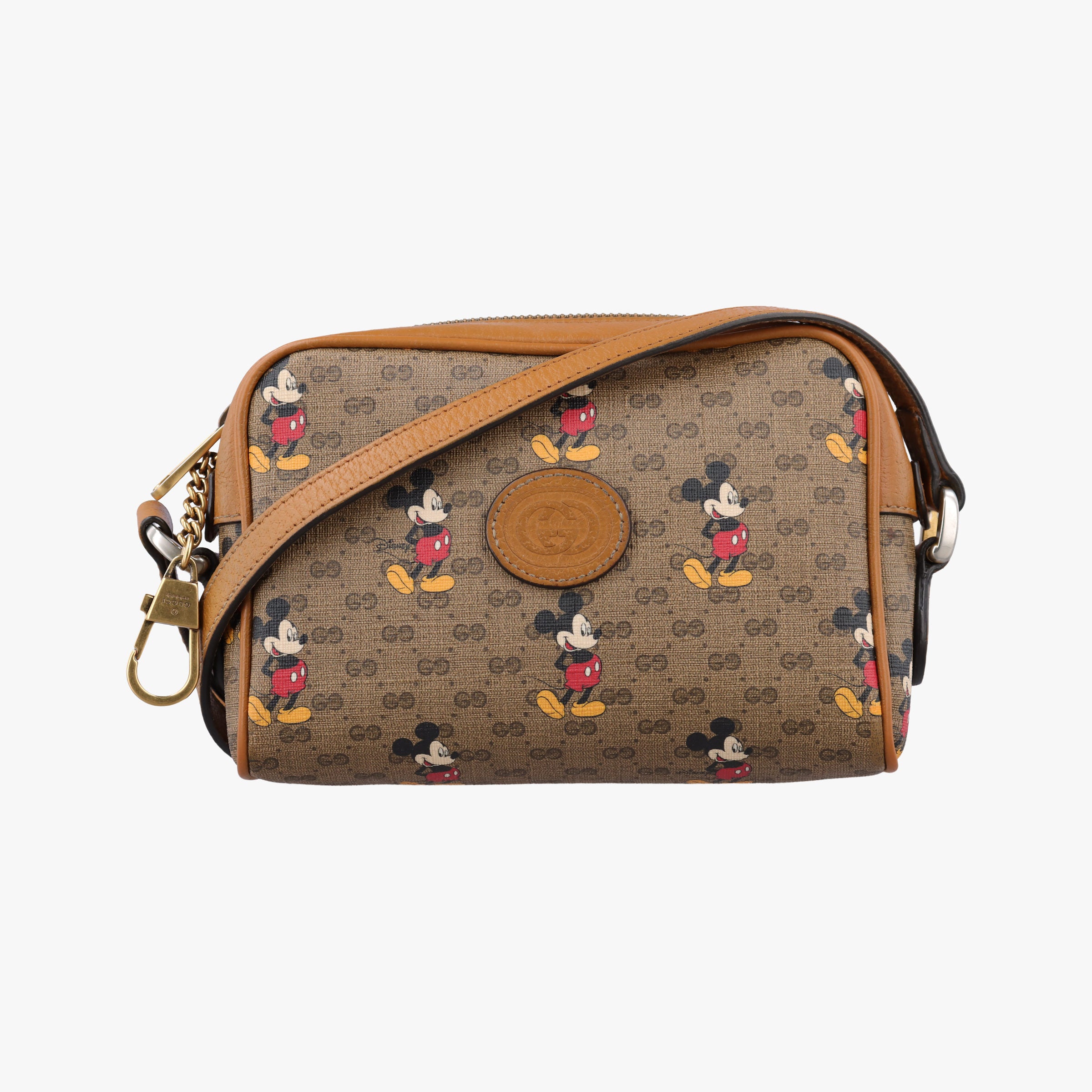 Pre-owned Gucci Mickey Mouse Disney collaboration Brown×Multicolour PVC coated canvas×leather 602536 shoulderbag | stylenewstar